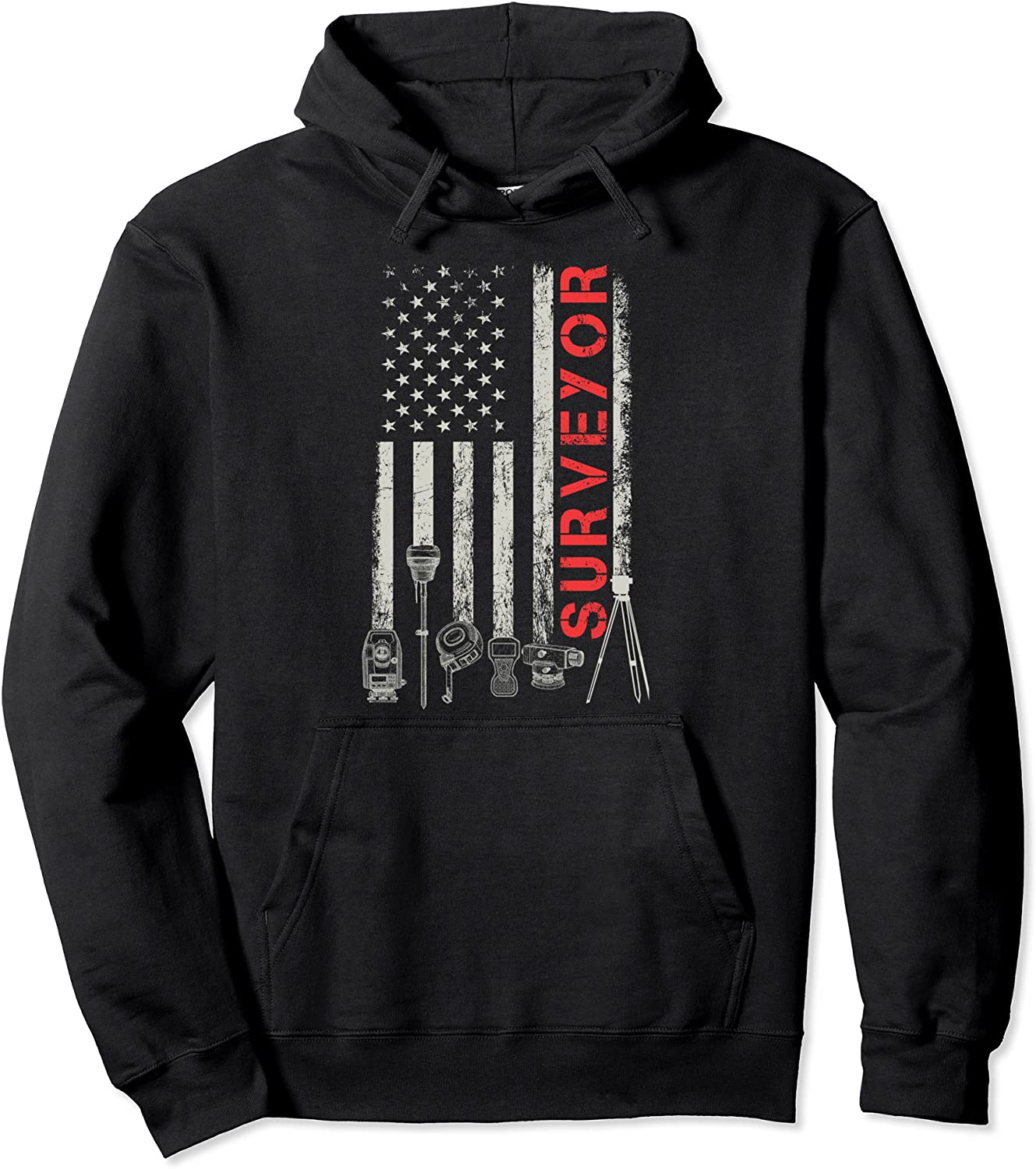 American flag land Surveyor surveying puns engineer Pullover Hoodie