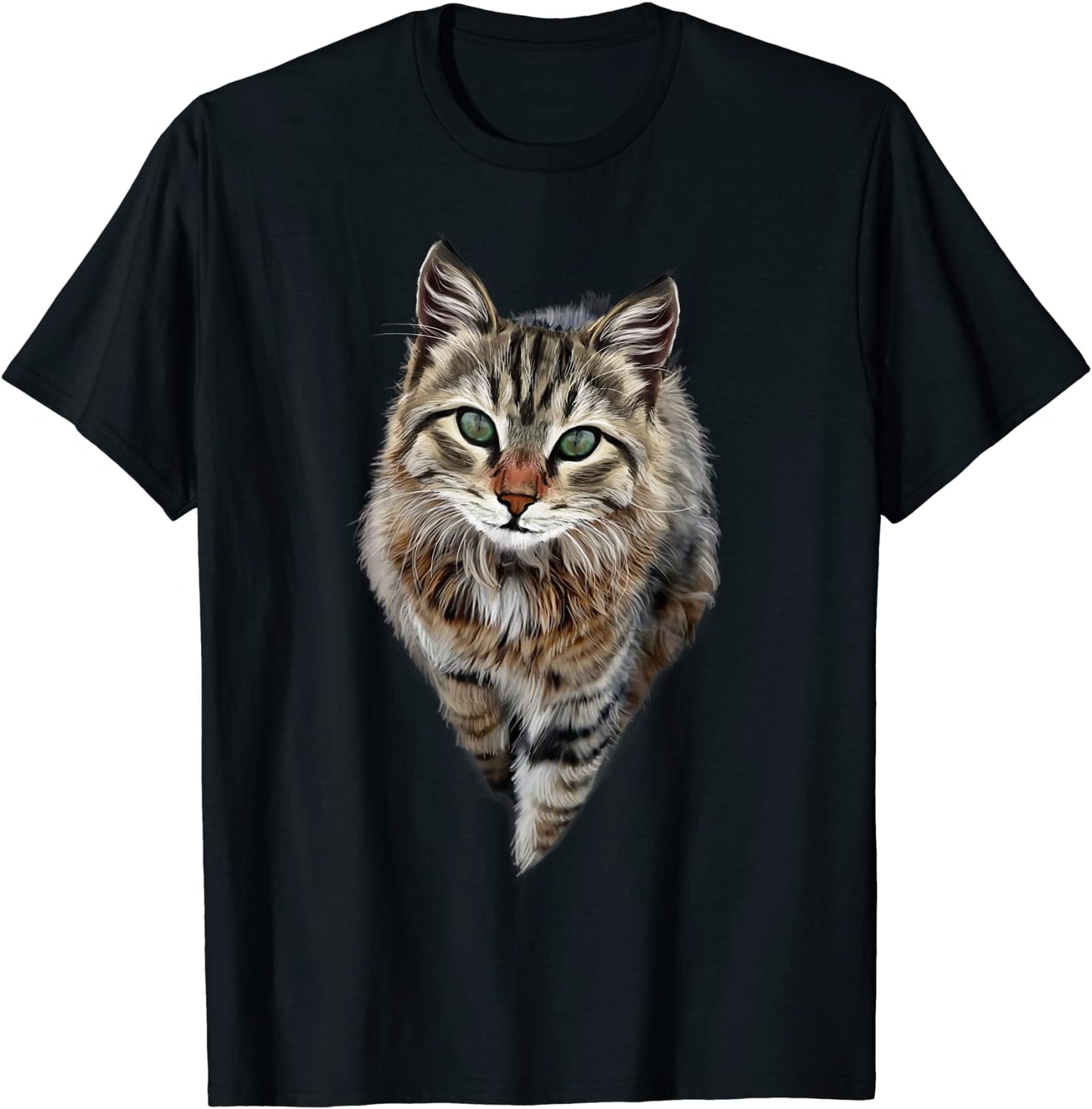 Brown Cat Green Eyes T-Shirt Cats Tee Shirt Gifts