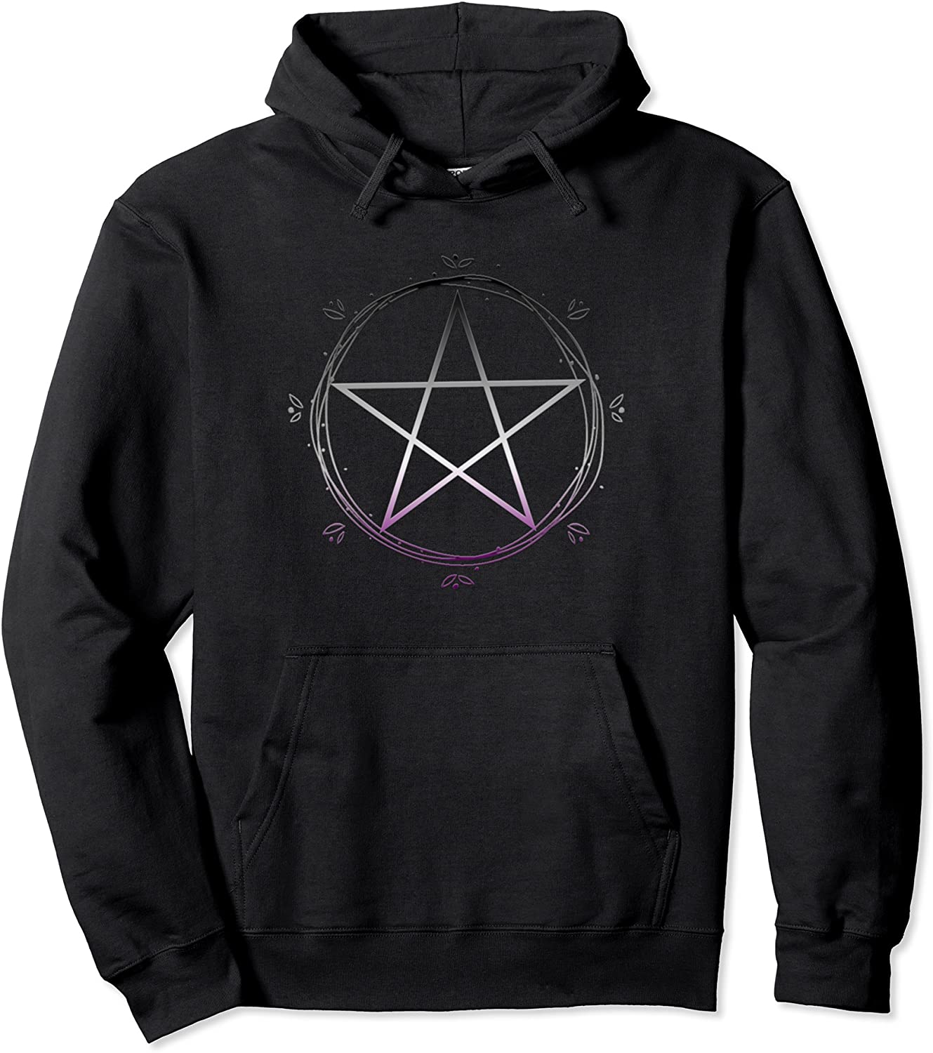 Asexual Pentagram Wiccan Pagan Ace Pride Flag Pentacle Pullover Hoodie