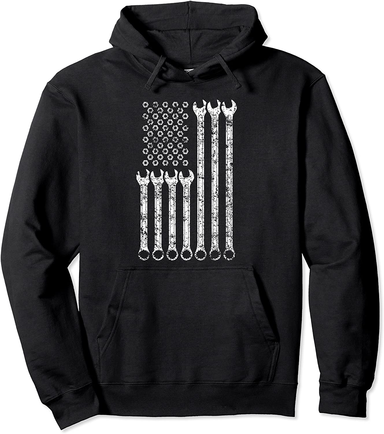 American Flag Mechanic Wrench Hoodie Gift Mens Womens
