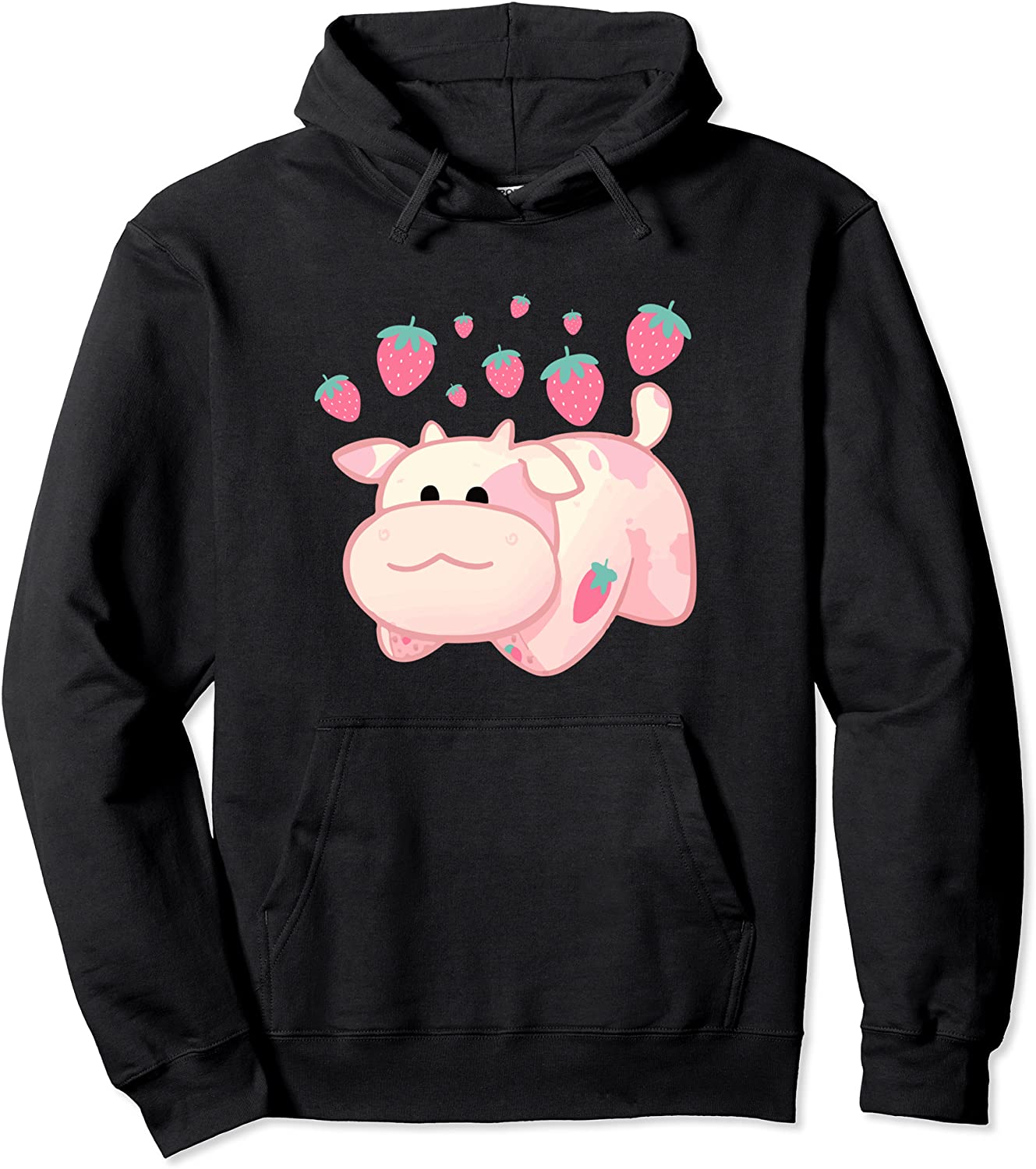 Cute Strawberry Cow Fruit Pullover Hoodie