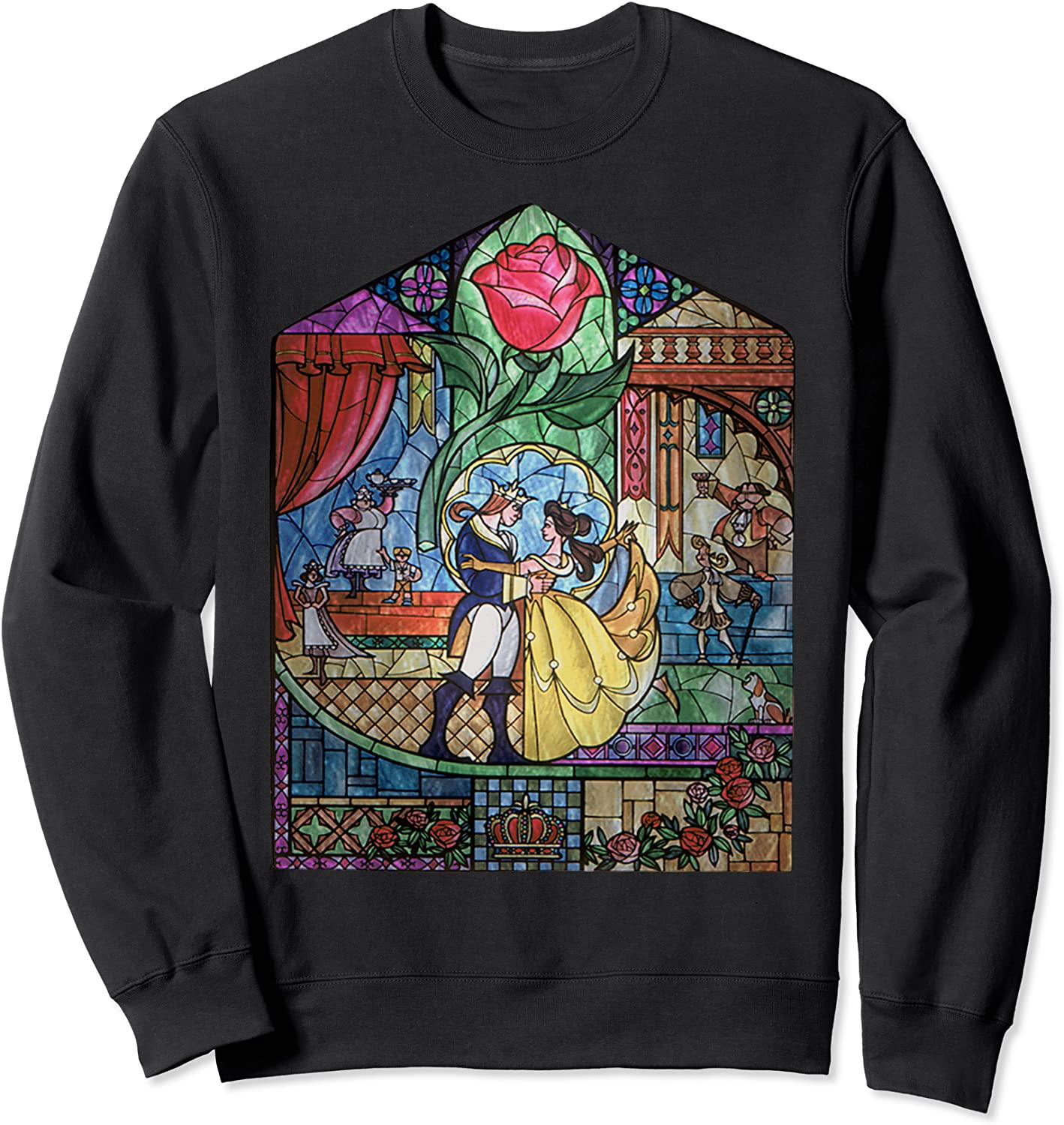 Disney Beauty The Beast Stained Glass Rose Sweatshirt