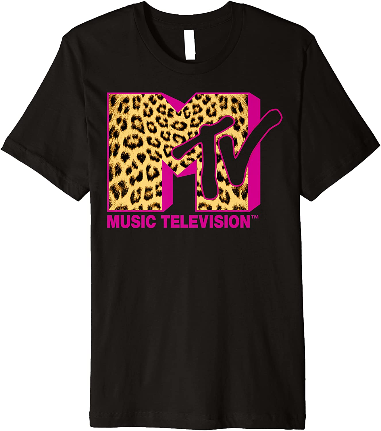 MTV Logo Leopard Print Premium T-Shirt