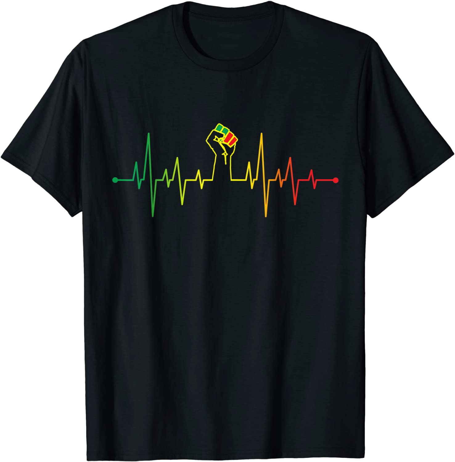 Black Power Fist Heartbeat T-Shirt