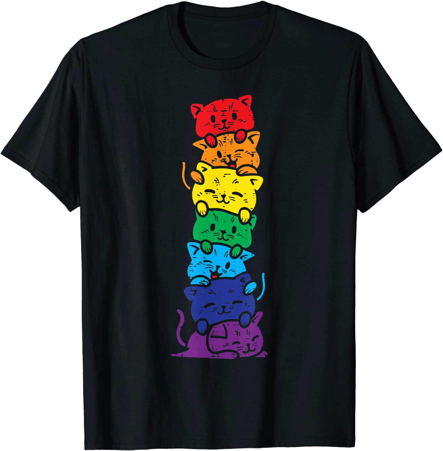 Cat Stack Rainbow Gay Pride Cute LGBT Animal Pet Lover Gift T-Shirt