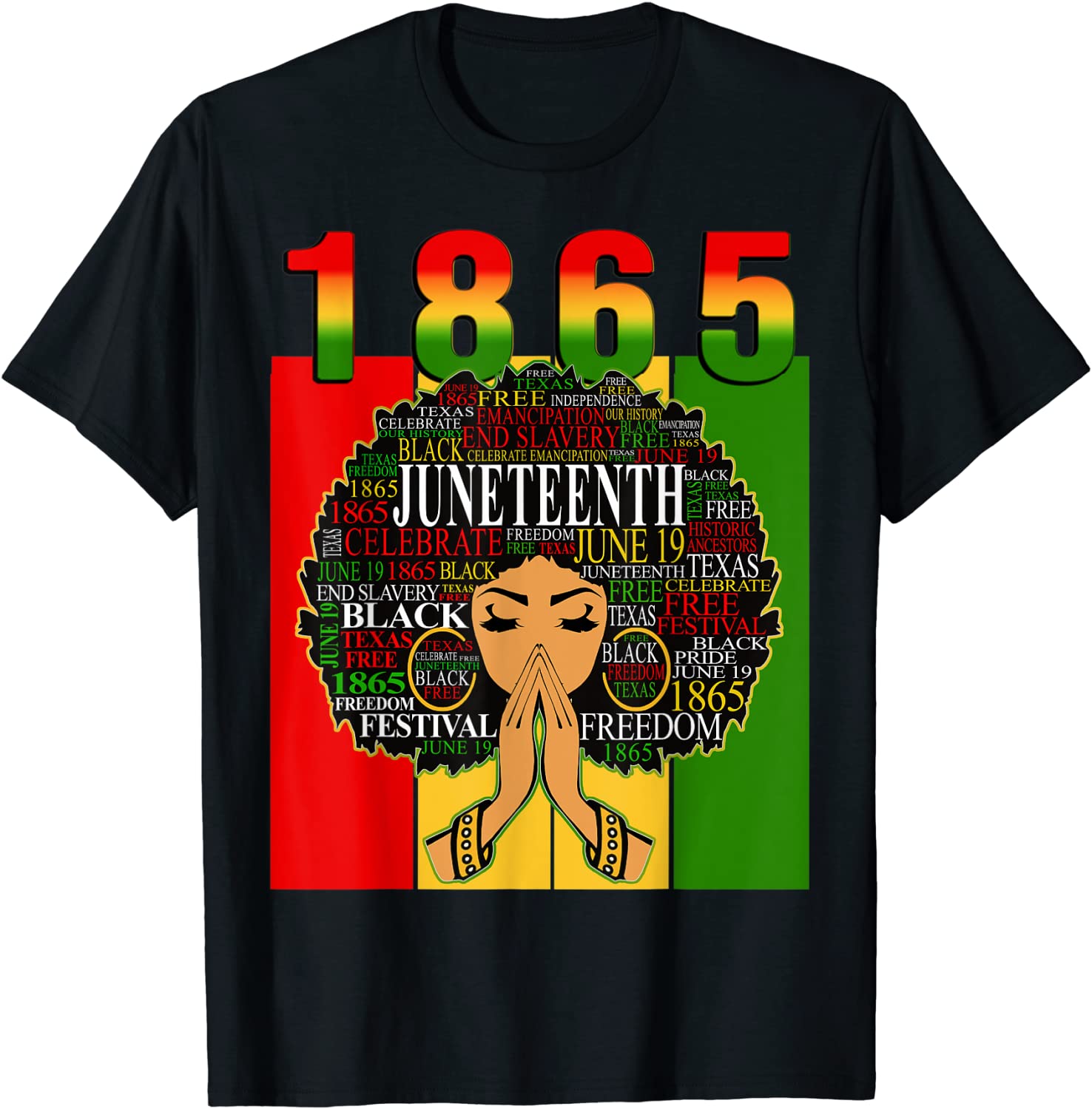 Juneteenth 1865 Independence Black Melanin Queen Afro Women T-Shirt