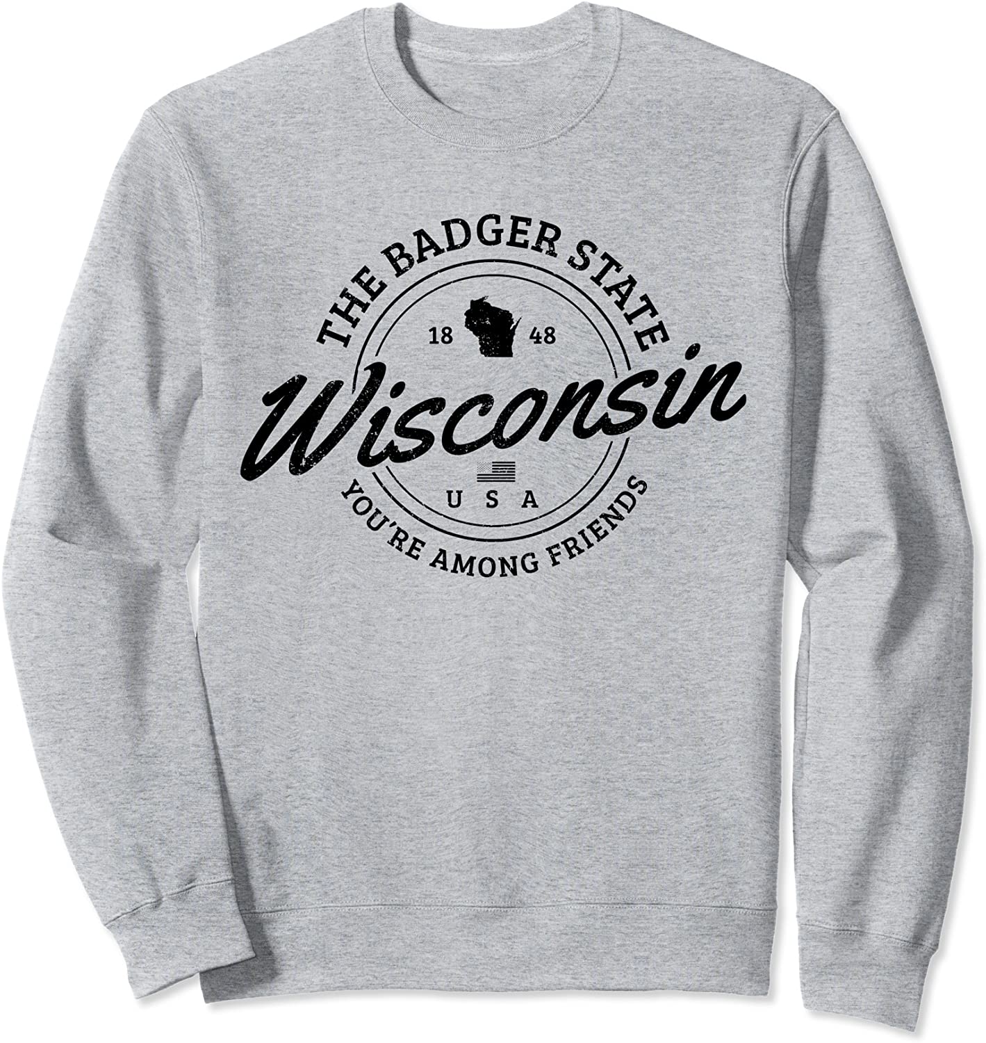 Wisconsin Est 1848 Badger State Map Souvenir Pride Gift Sweatshirt