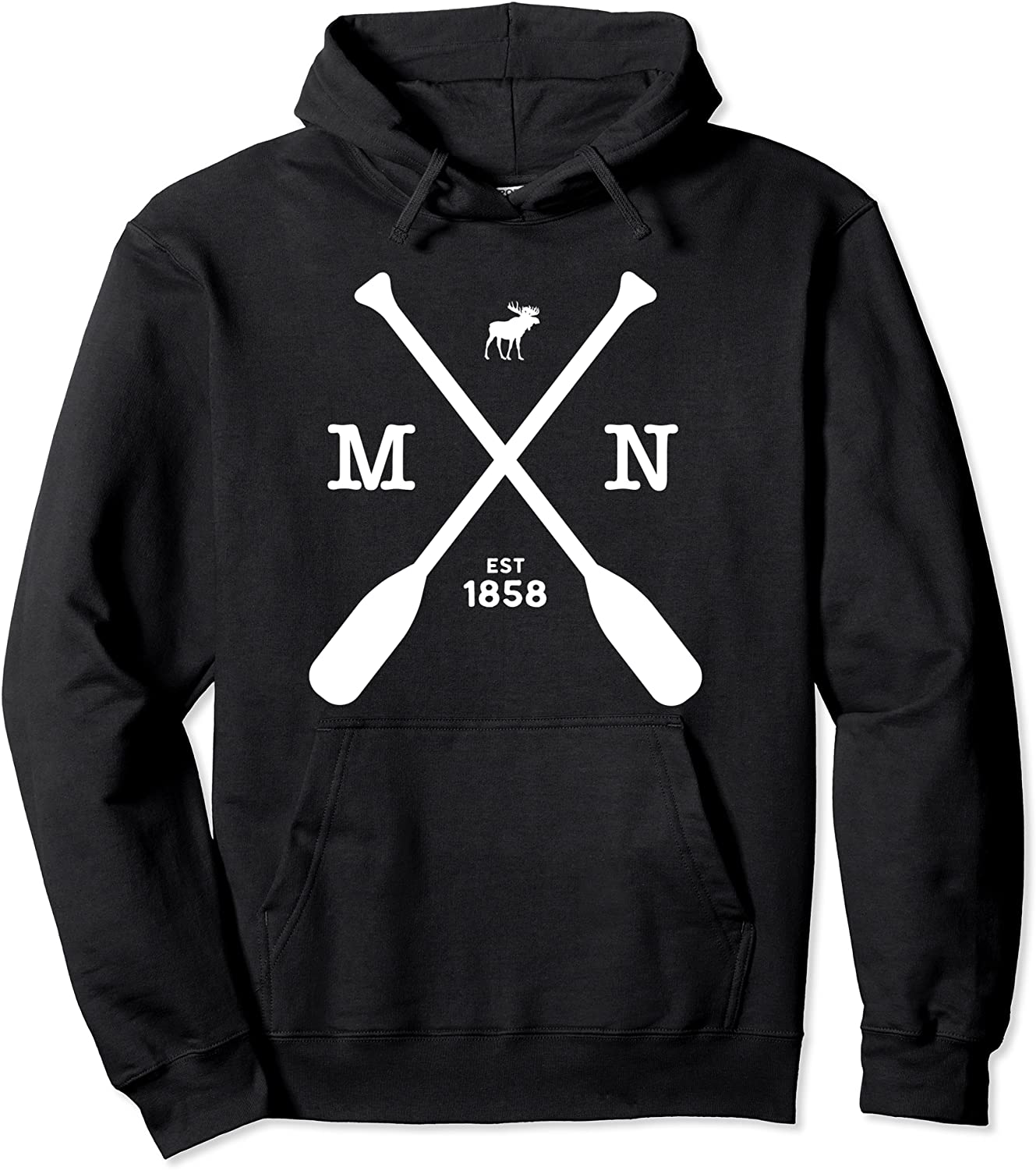 Minnesota Pullover Hoodie Moose and Paddles 1858 Midwest Pullover Hoodie