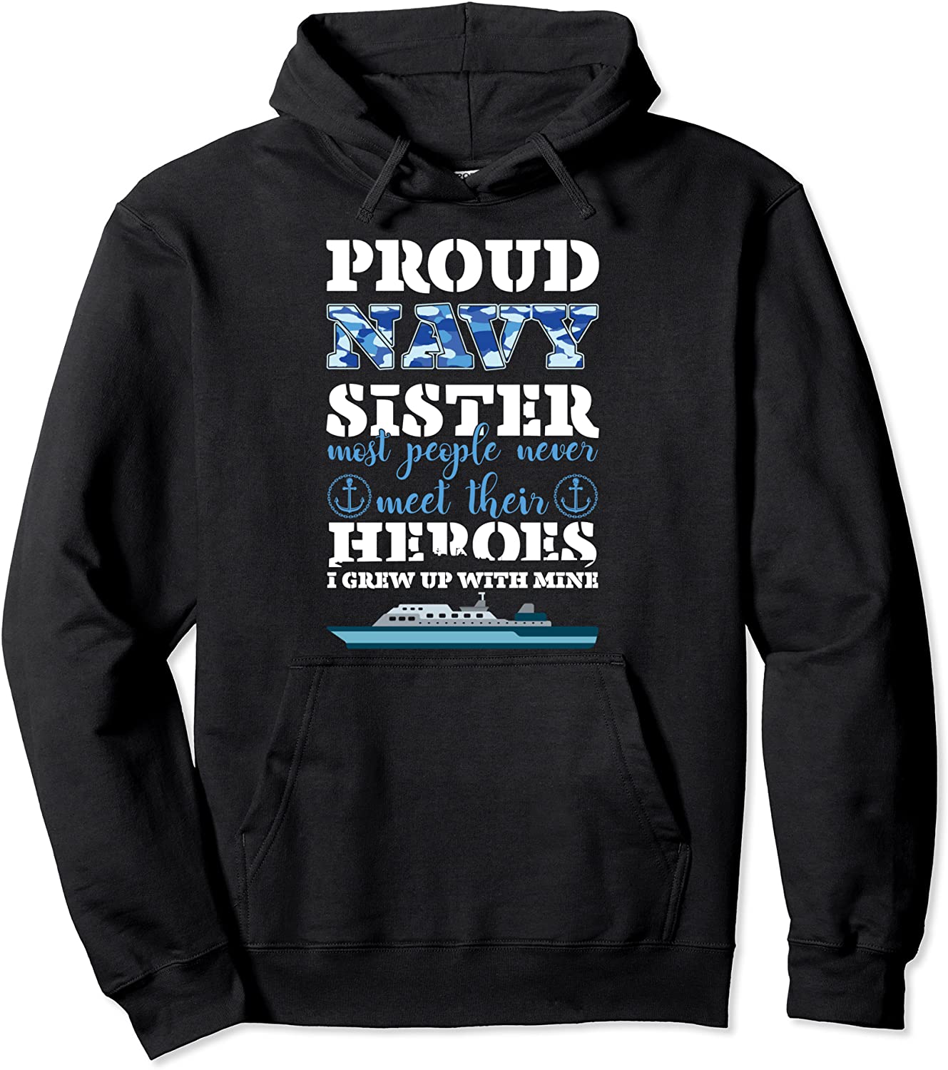 Proud Navy Sister Gift Sailor Sister Navy Sister Graduation Pullover Hoodie