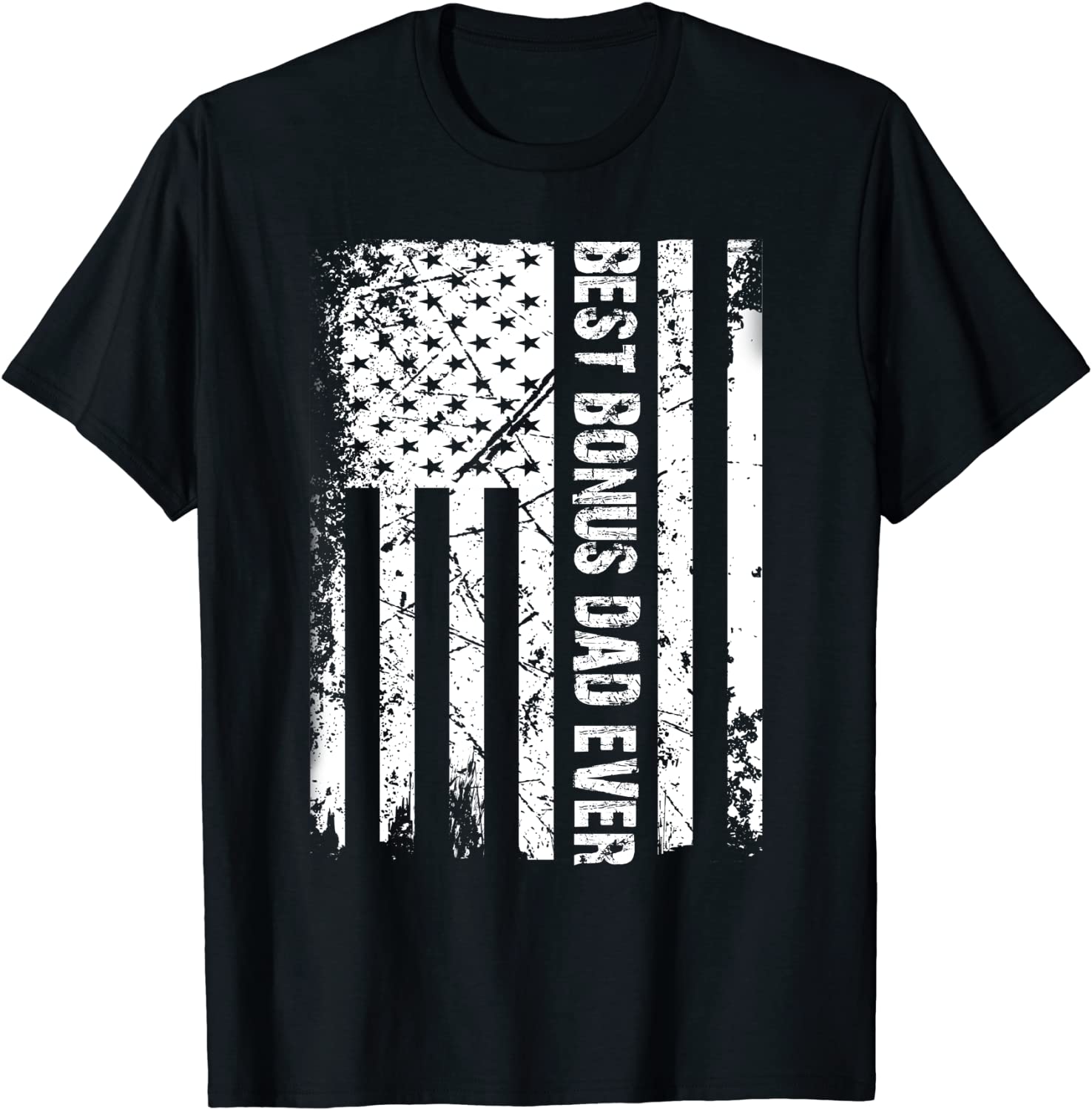 Mens Best Bonus Dad Ever American Flag Tshirt Father Day Gift