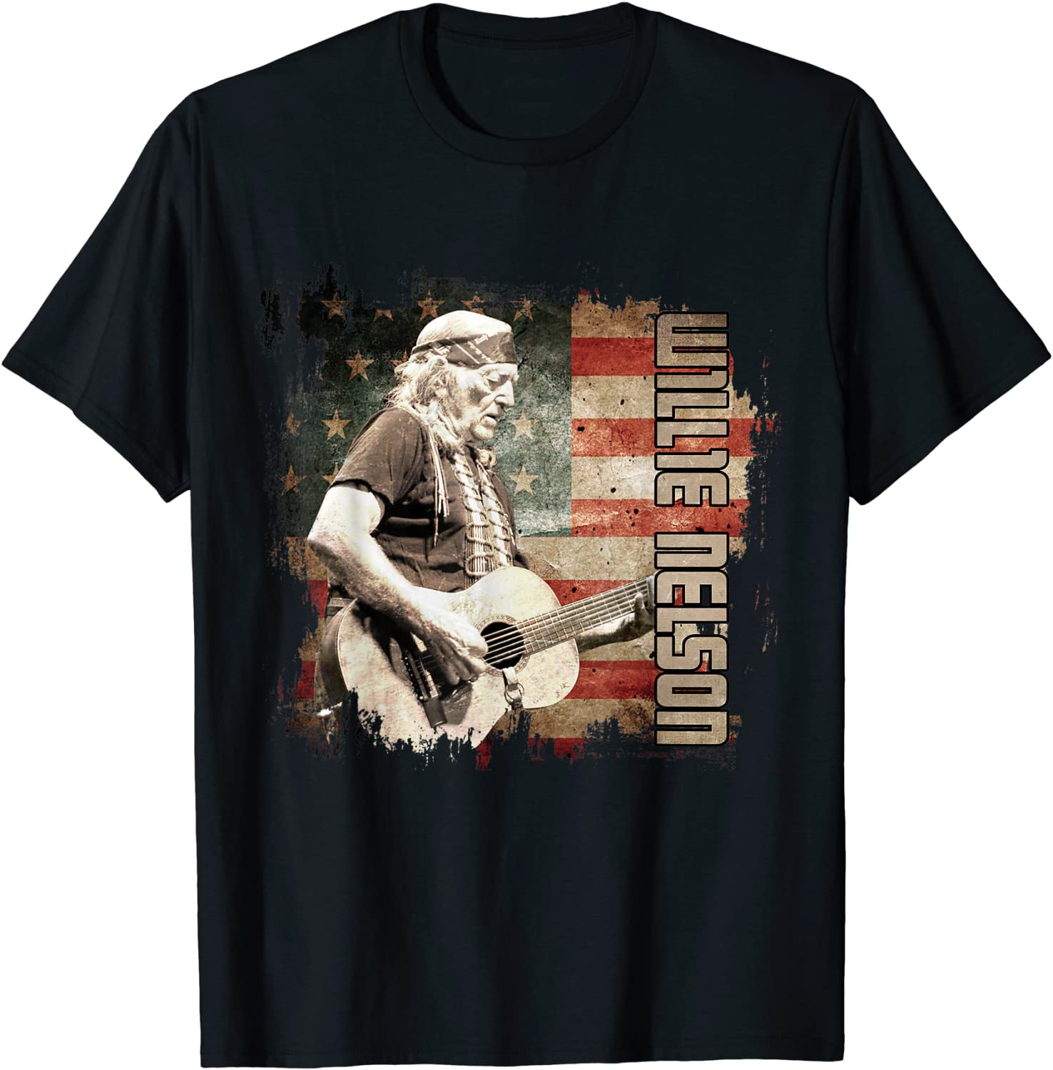Retro Willie Idol Nelson Country Music Outlaws Flag American T-Shirt