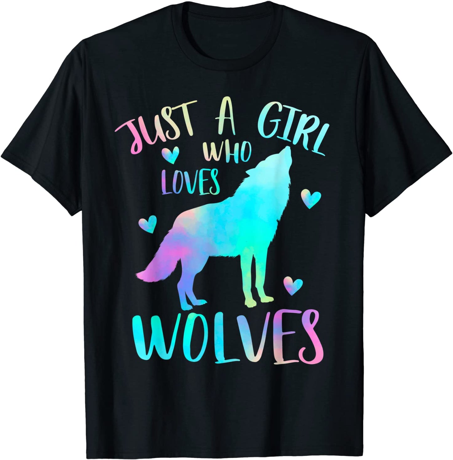 Just a Girl Who Loves wolves Watercolor Cute wolf lover T-Shirt