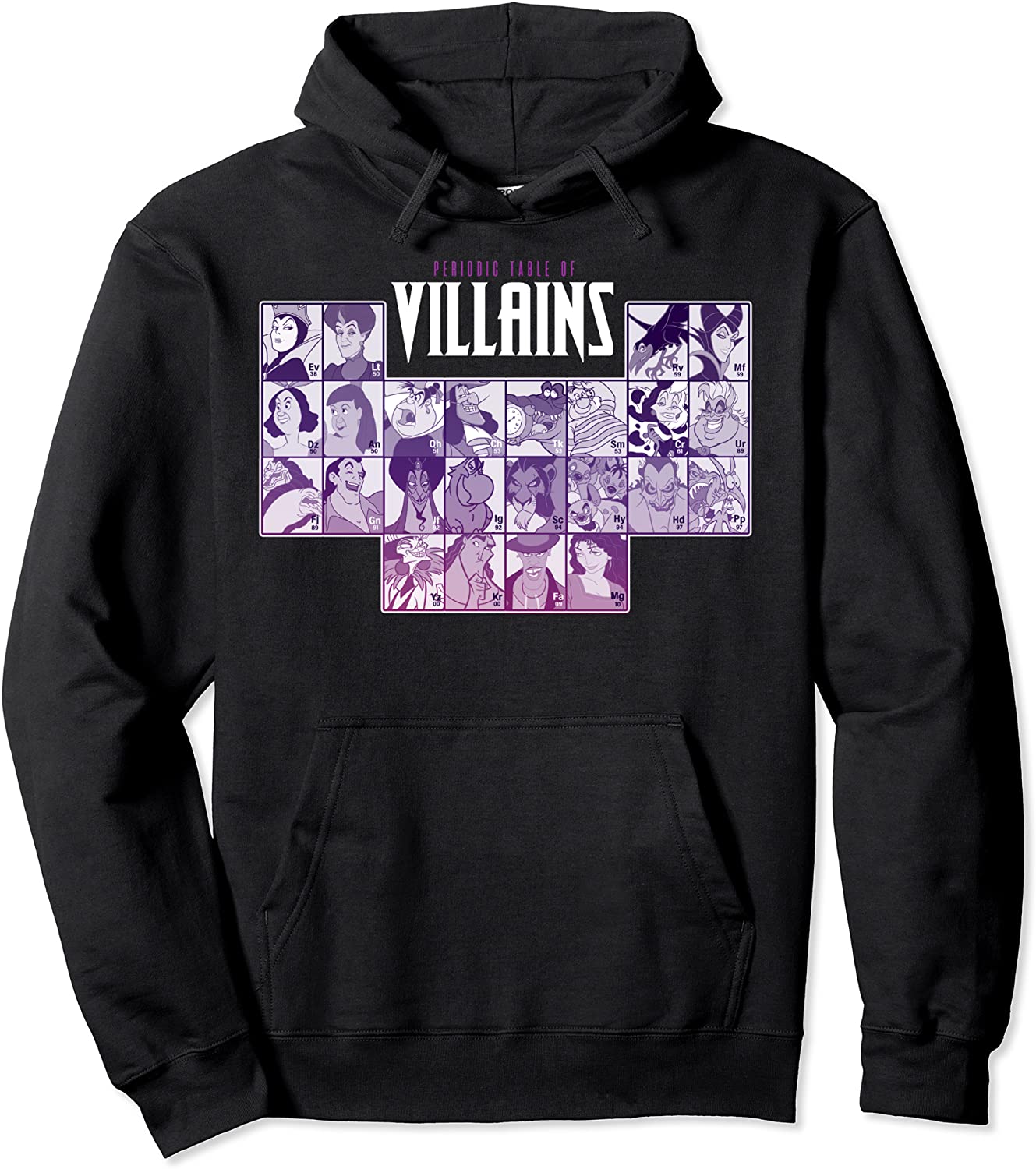 Disney Villains Periodic Table Of Villains Group Shot Pullover Hoodie