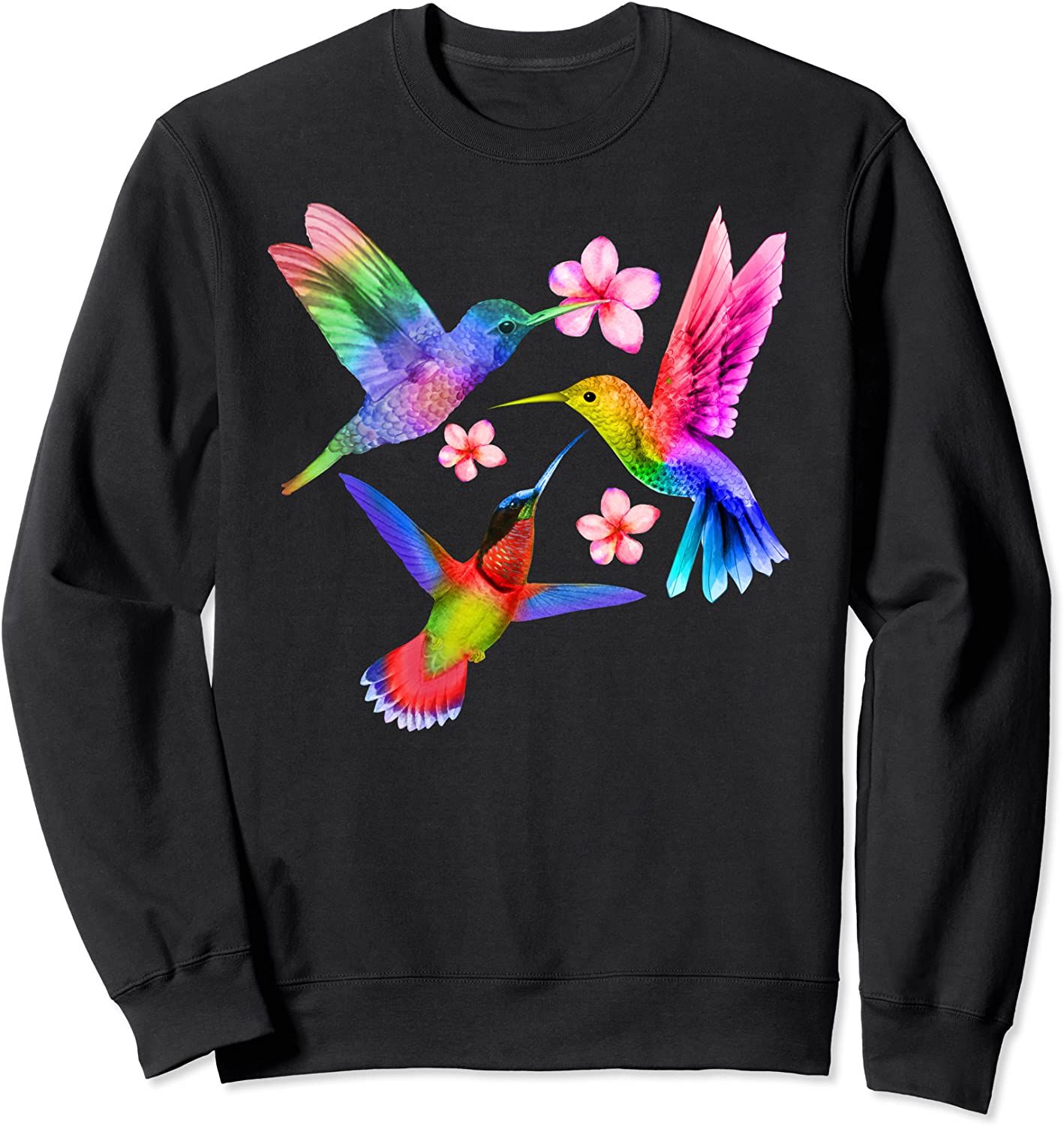 Rainbow Hummingbird Watercolor Colorful Bird Lover Gift Sweatshirt
