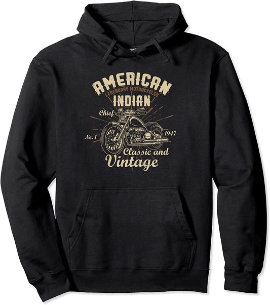 American Legendary Motorcycles Indian Chief Classic Vintage Pullover Hoodie