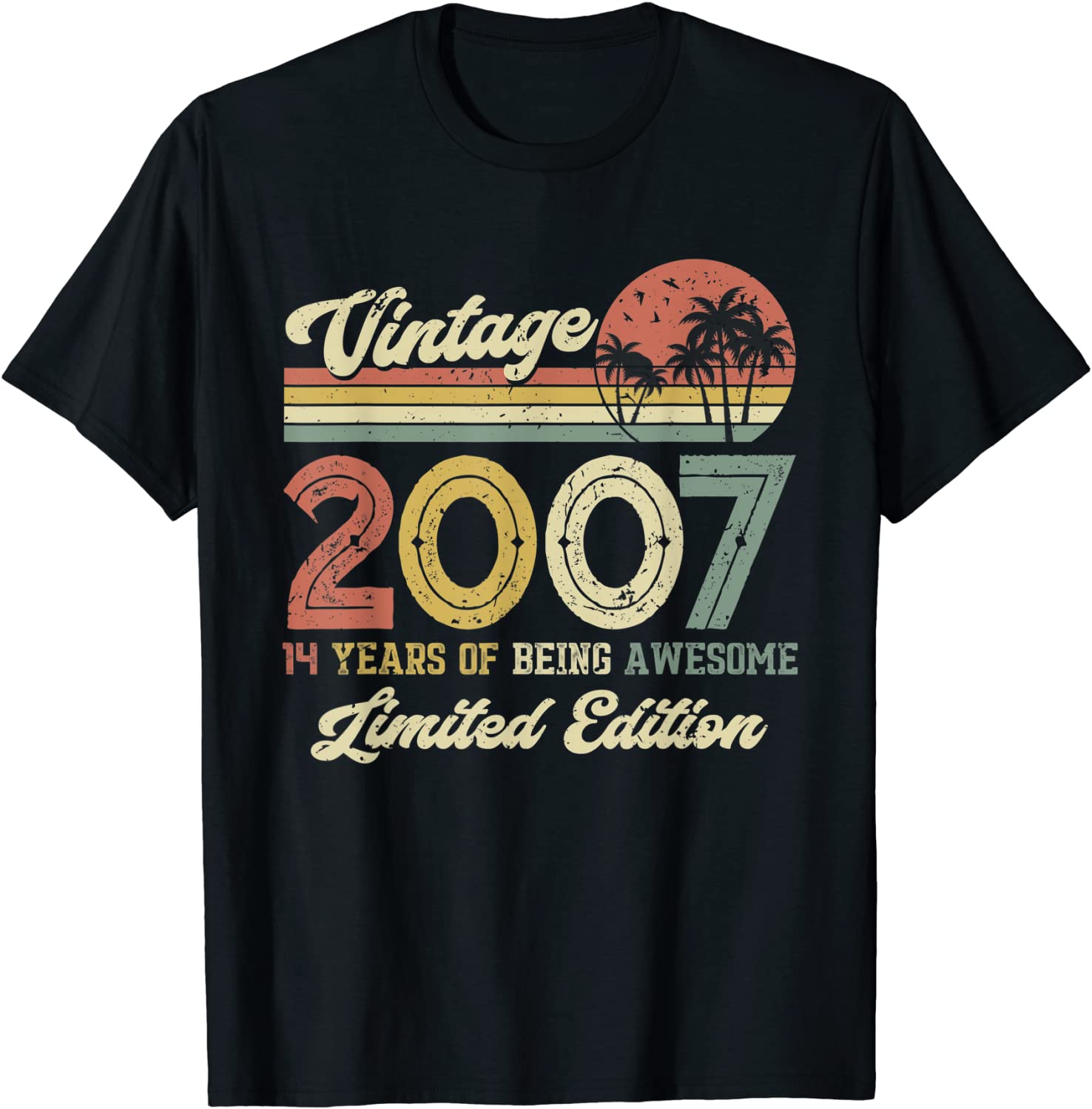 Vintage 2007 Retro 14 Year Old 14th Birthday Gift Boys Girls T-Shirt