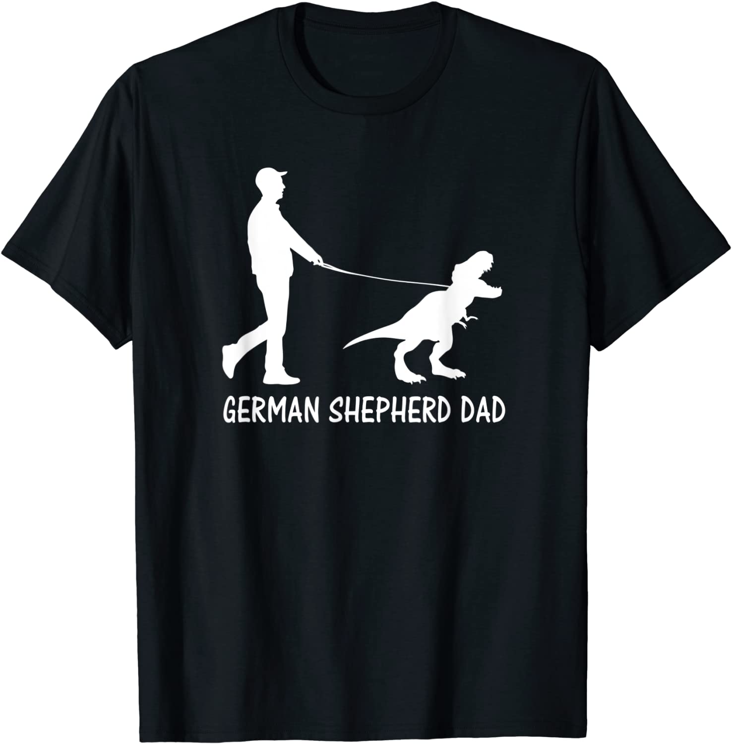 Mens German Shepherd Dad Dinosaur GSD Owners Funny Fathers Day T-Shirt