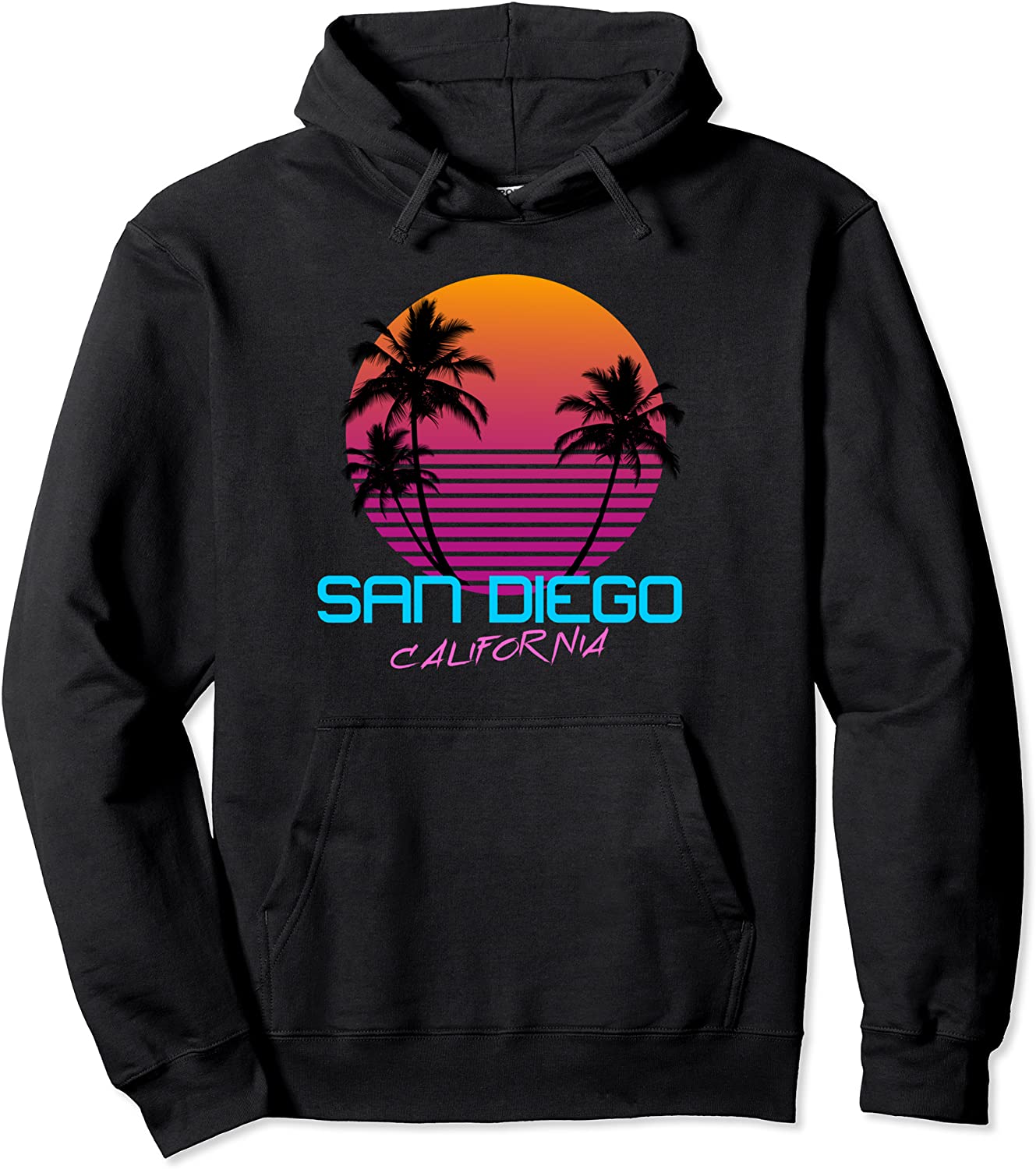 San Diego California Retro 80s Pullover Hoodie