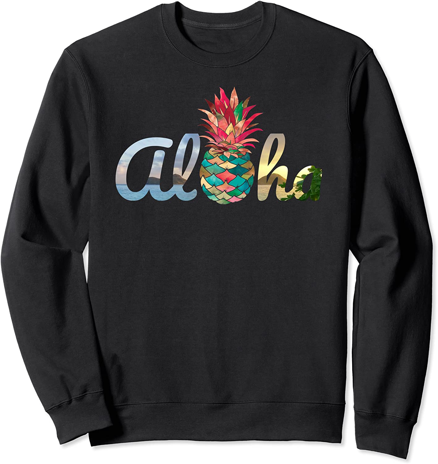Cute Aloha Hawaii Pineapple Mermaid Coral Watercolor Womens Sweatshirt