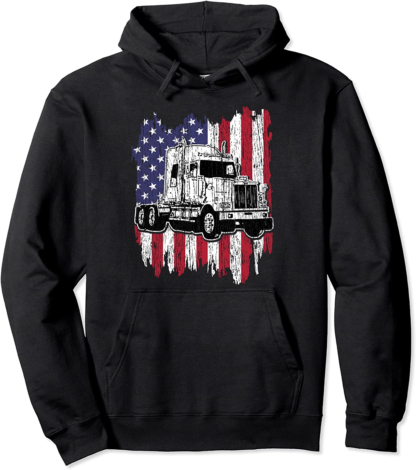 Truck Driver American Flag Patriotic Trucker Big Rig Gift Pullover Hoodie