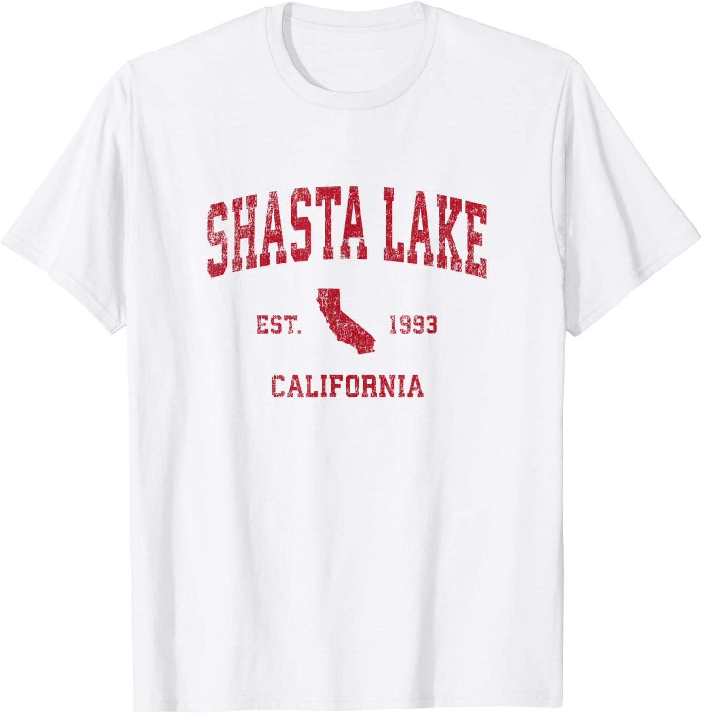 Shasta Lake California CA Vintage Sports Design Red Print T-Shirt