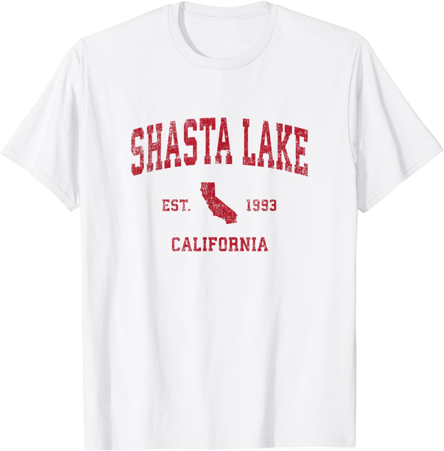 Shasta Lake California CA Vintage Sports Design Red Print T-Shirt
