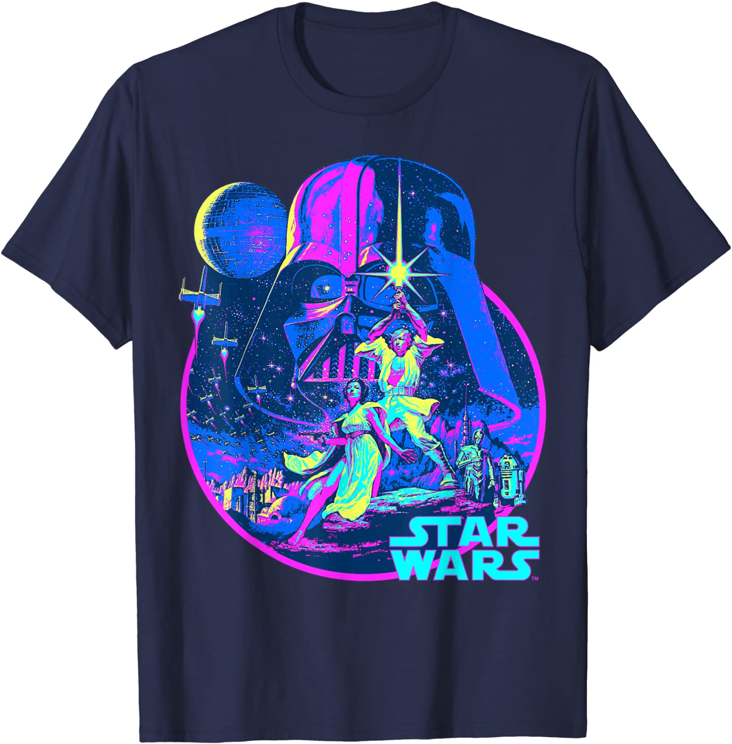 Star Wars Bright Classic Neon Poster Art Graphic T-Shirt T-Shirt