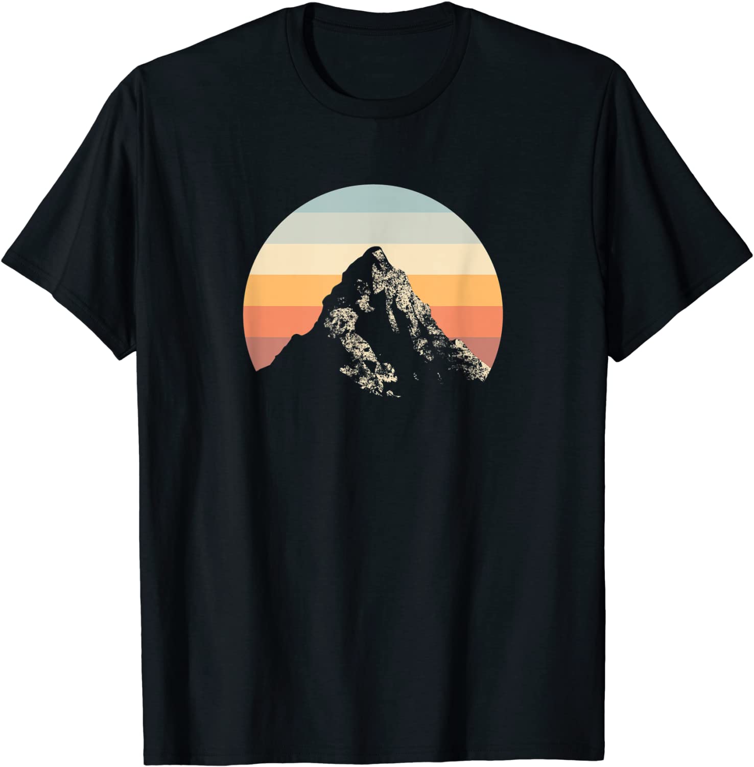 Mountain Sunset Circle Rainbow Outdoors Nature Hiking Fan T-Shirt