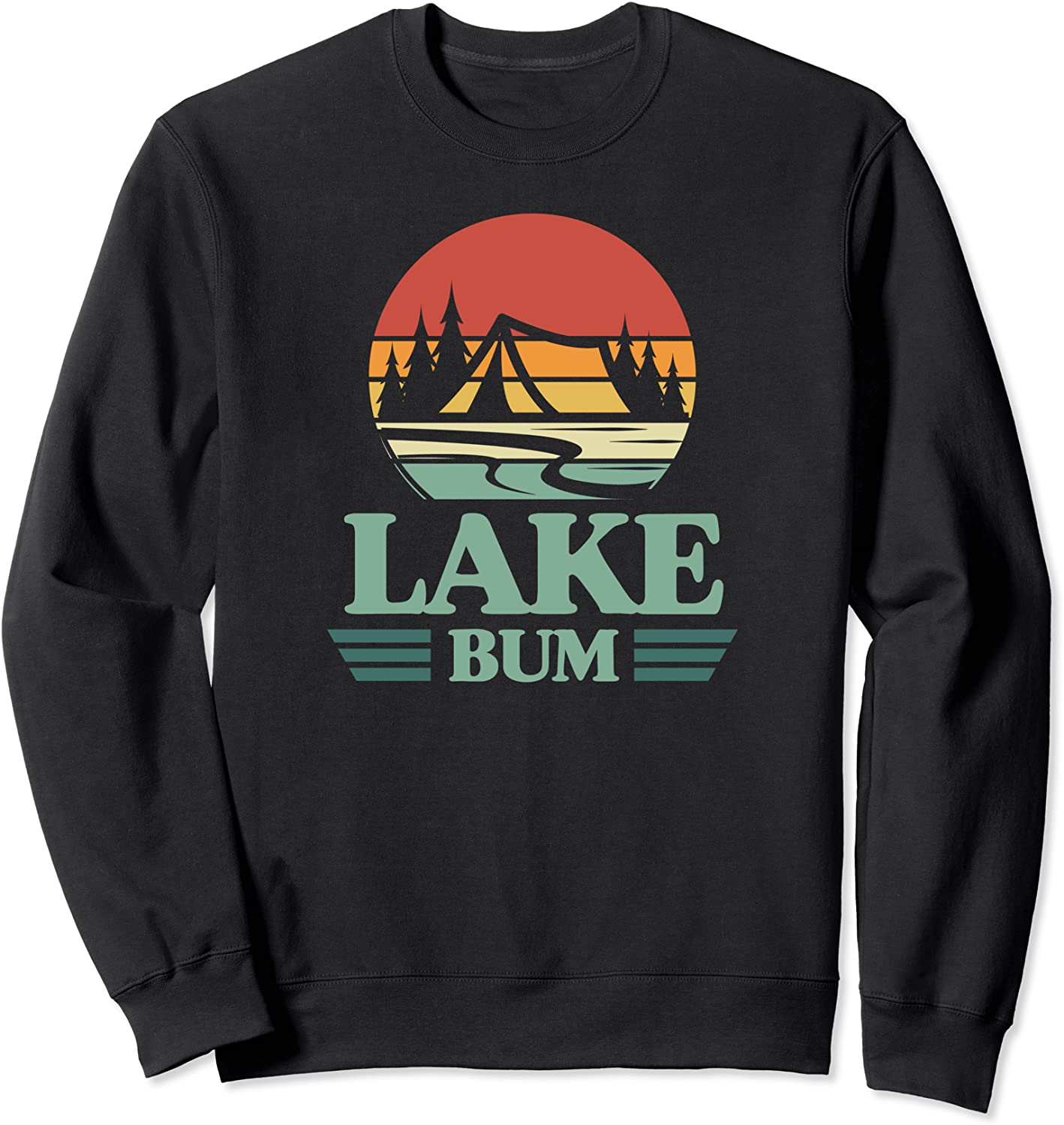 Lake Bum Retro Camping Tent Sunset Lake Life Family Vacation Sweatshirt