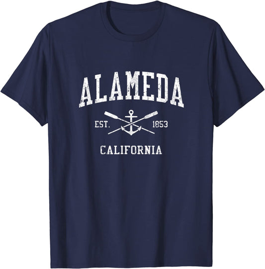 Alameda CA Vintage Crossed Oars Boat Anchor Sports T-Shirt