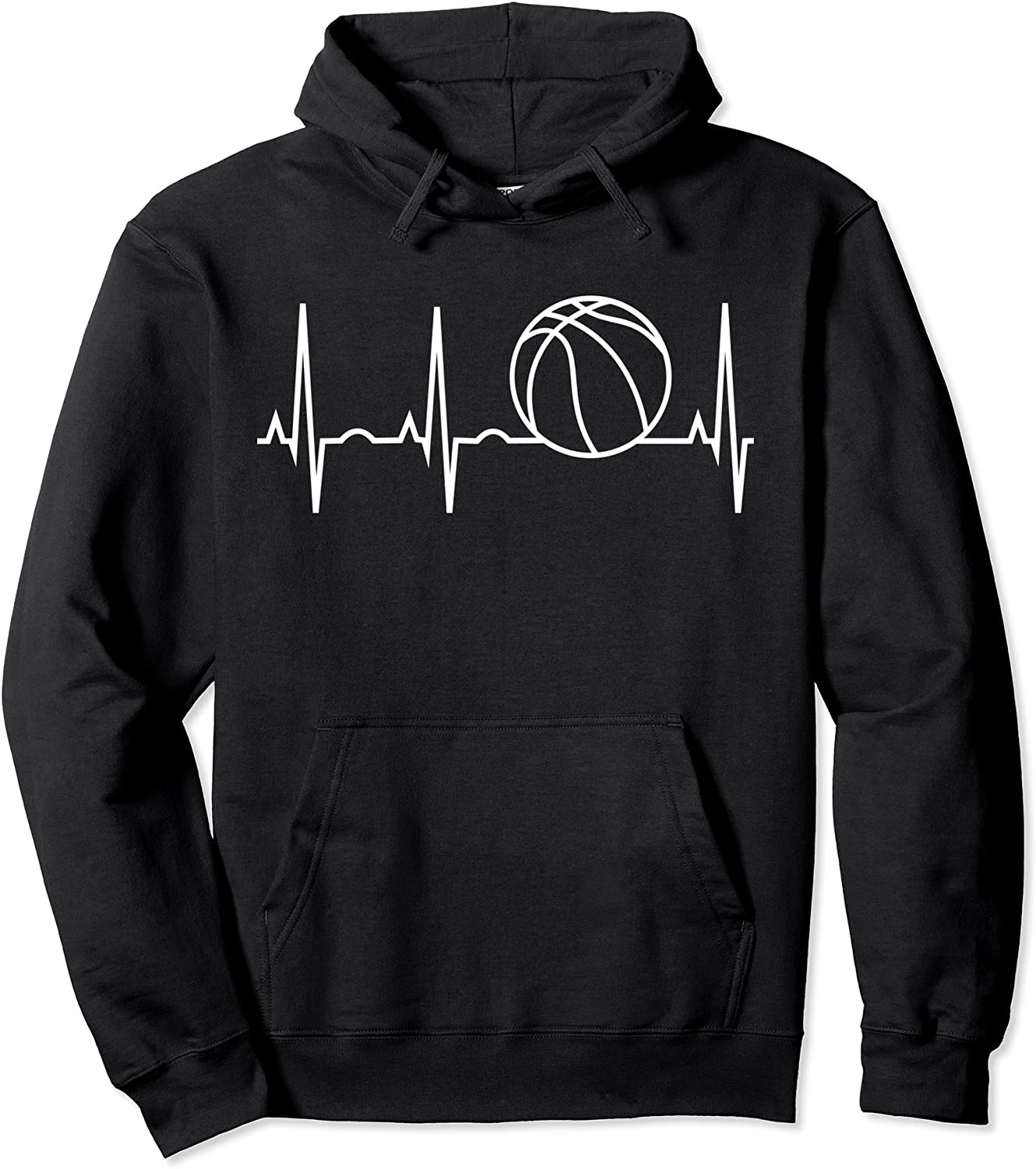Basketball Hoodie - Basketball Heartbeat Hooded Sweatshirt Pullover Hoodie