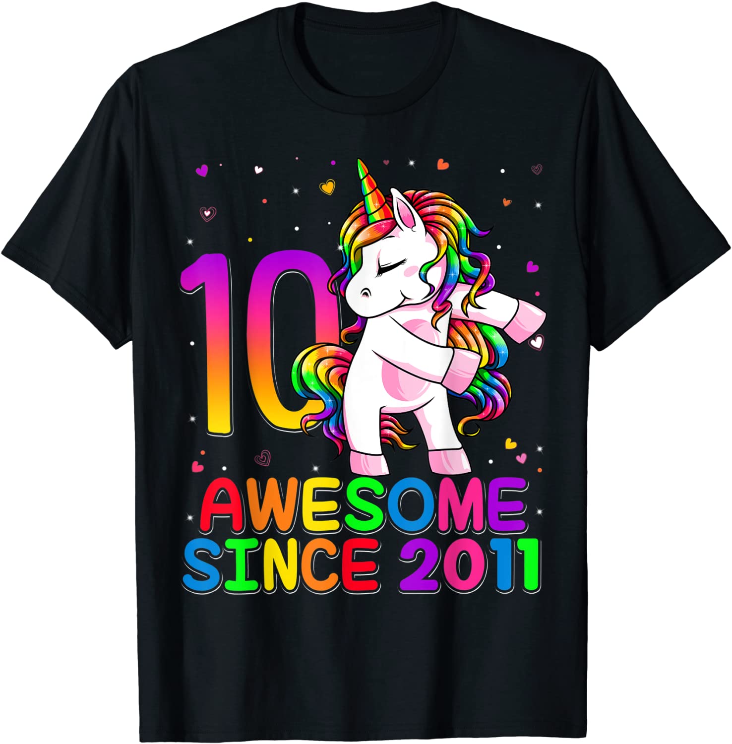 10 Years Old Unicorn Flossing 10th Birthday Girl Unicorn T-Shirt