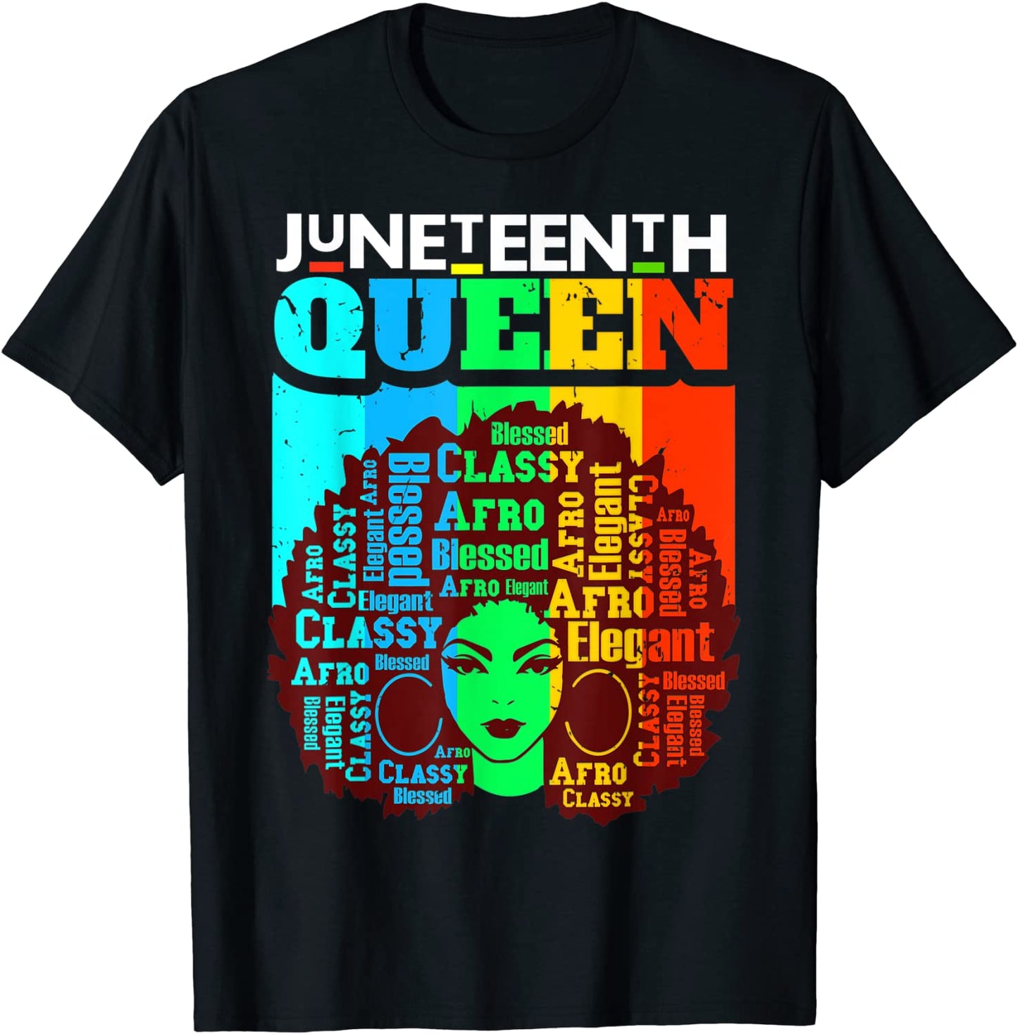 Juneteenth Queen Afro Melanin Black Girl Magic Women Girls T-Shirt