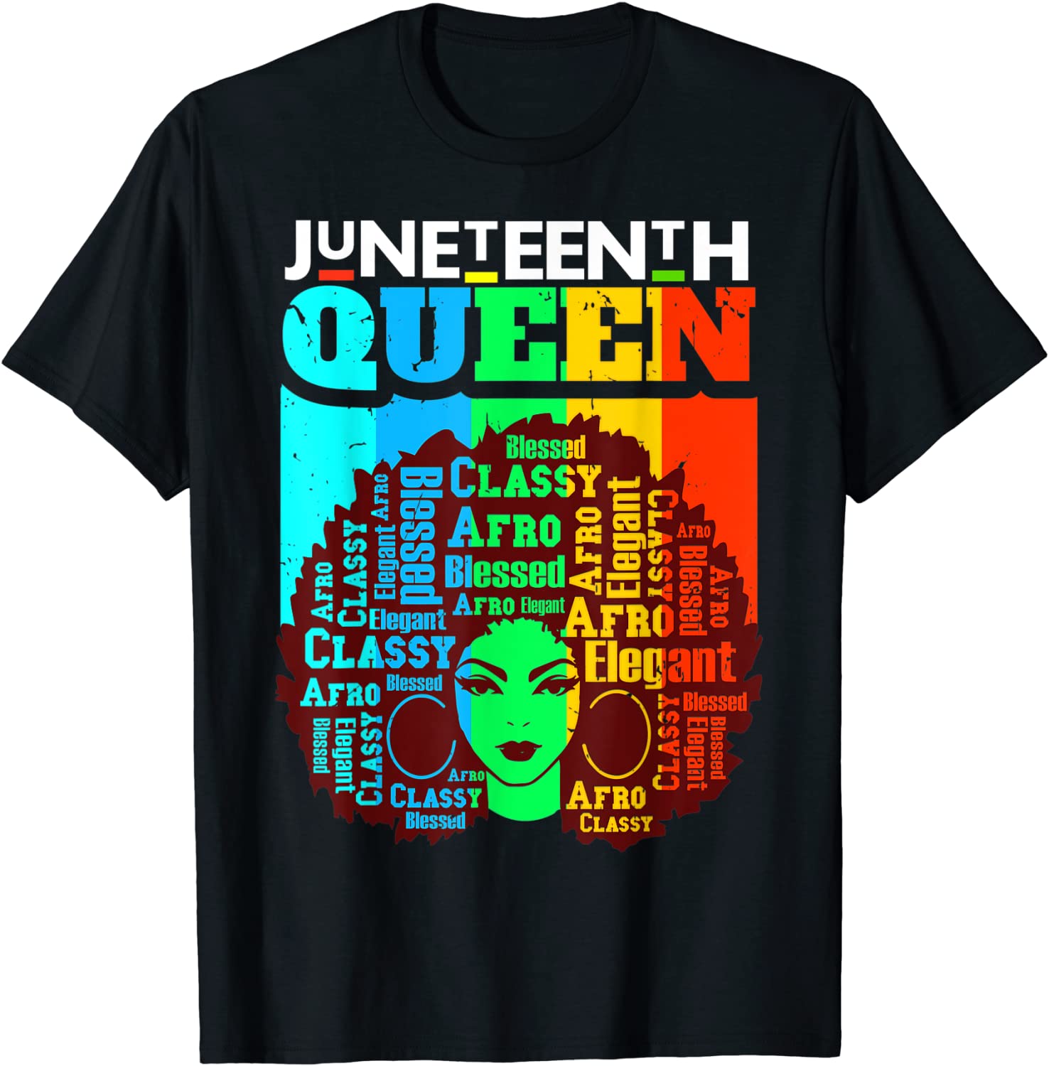 Juneteenth Queen Afro Melanin Black Girl Magic Women Girls T-Shirt