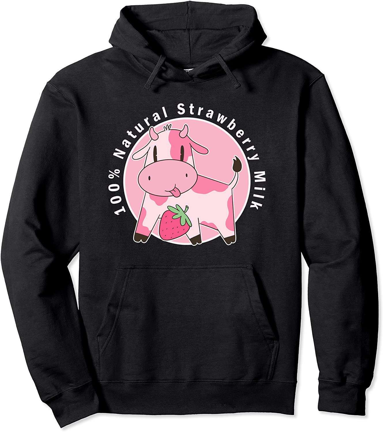 Kawaii Cute Pink Cow Strawberry Milk Girl Pullover Hoodie