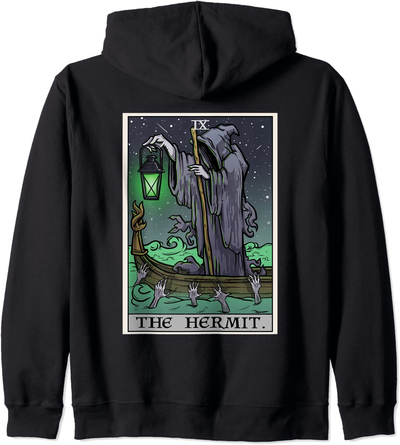 The Hermit Tarot Card Halloween Grim Reaper Goth Witch Gift Hoodie