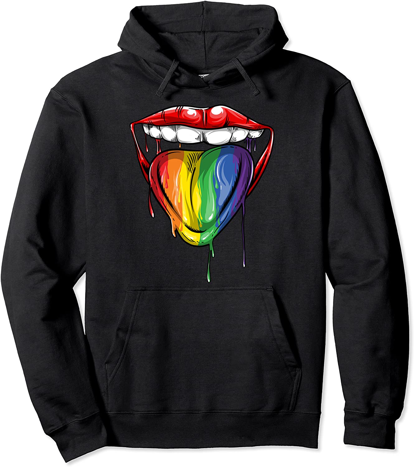 Cool LGBT Pride Lip And Tongue Gift Funny Rainbow Colors Pullover Hoodie