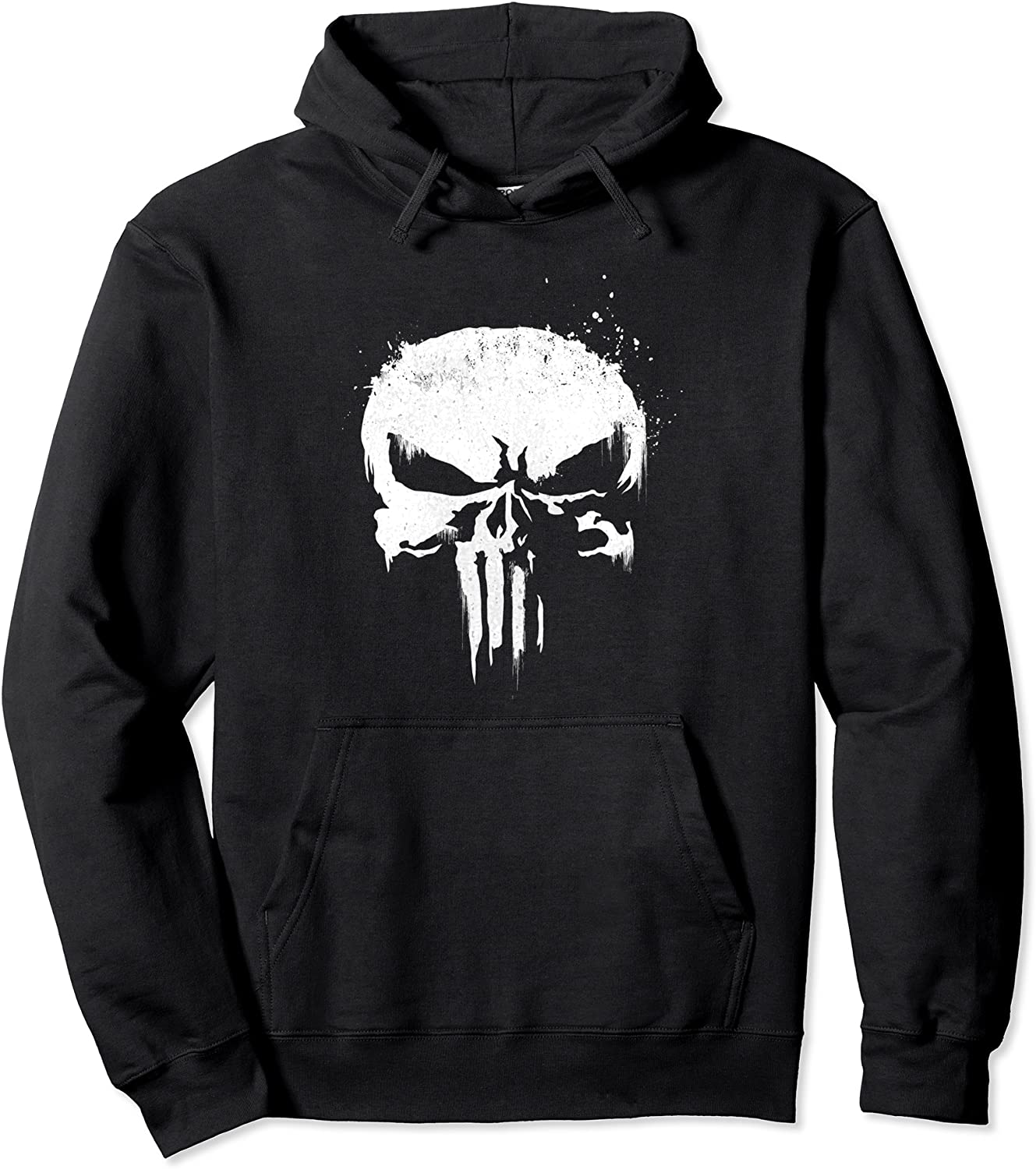 Marvel The Punisher White Ink Splatter Skull Logo Hoodie
