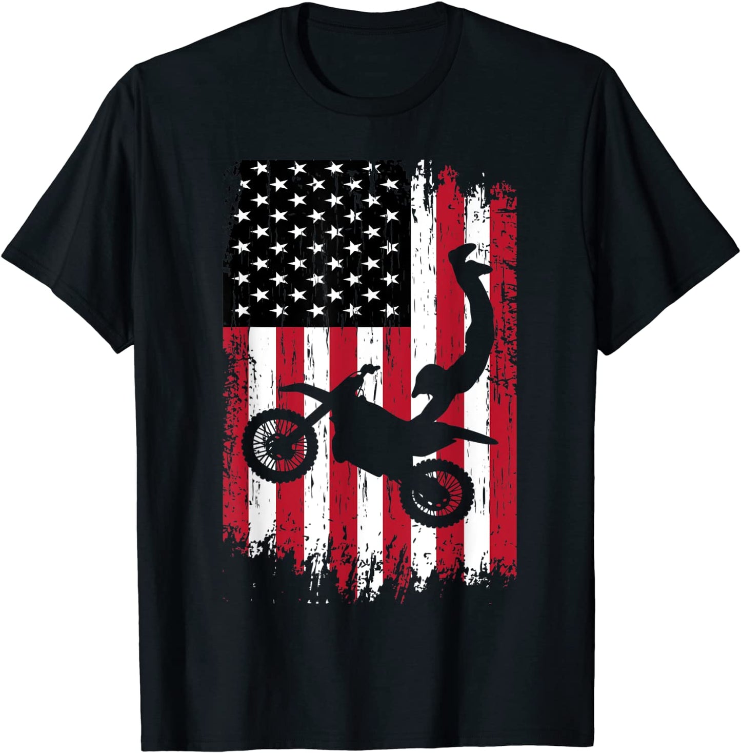 Freestyle Motocross USA American Flag Motorbike Motorcycle T-Shirt