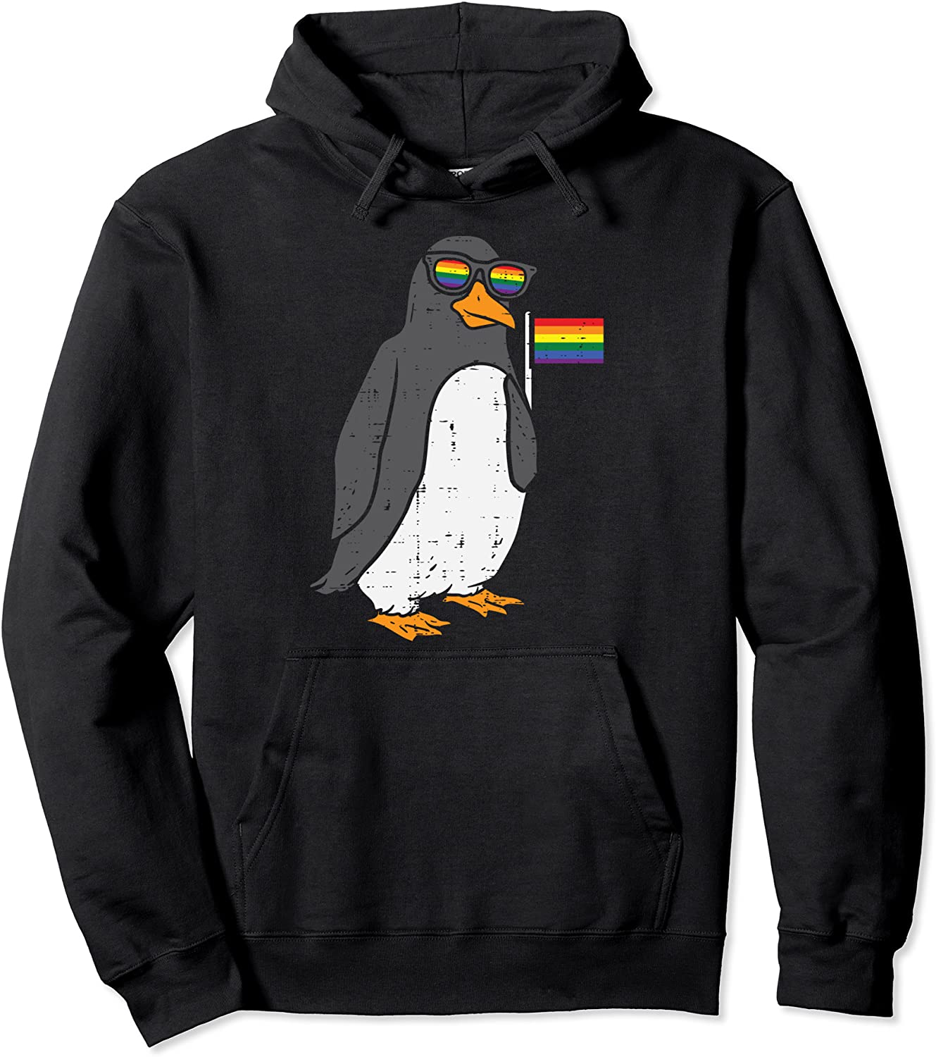 Penguin Animal LGBTQ Rainbow Flag Gay Pride Ally Men Women Pullover Hoodie