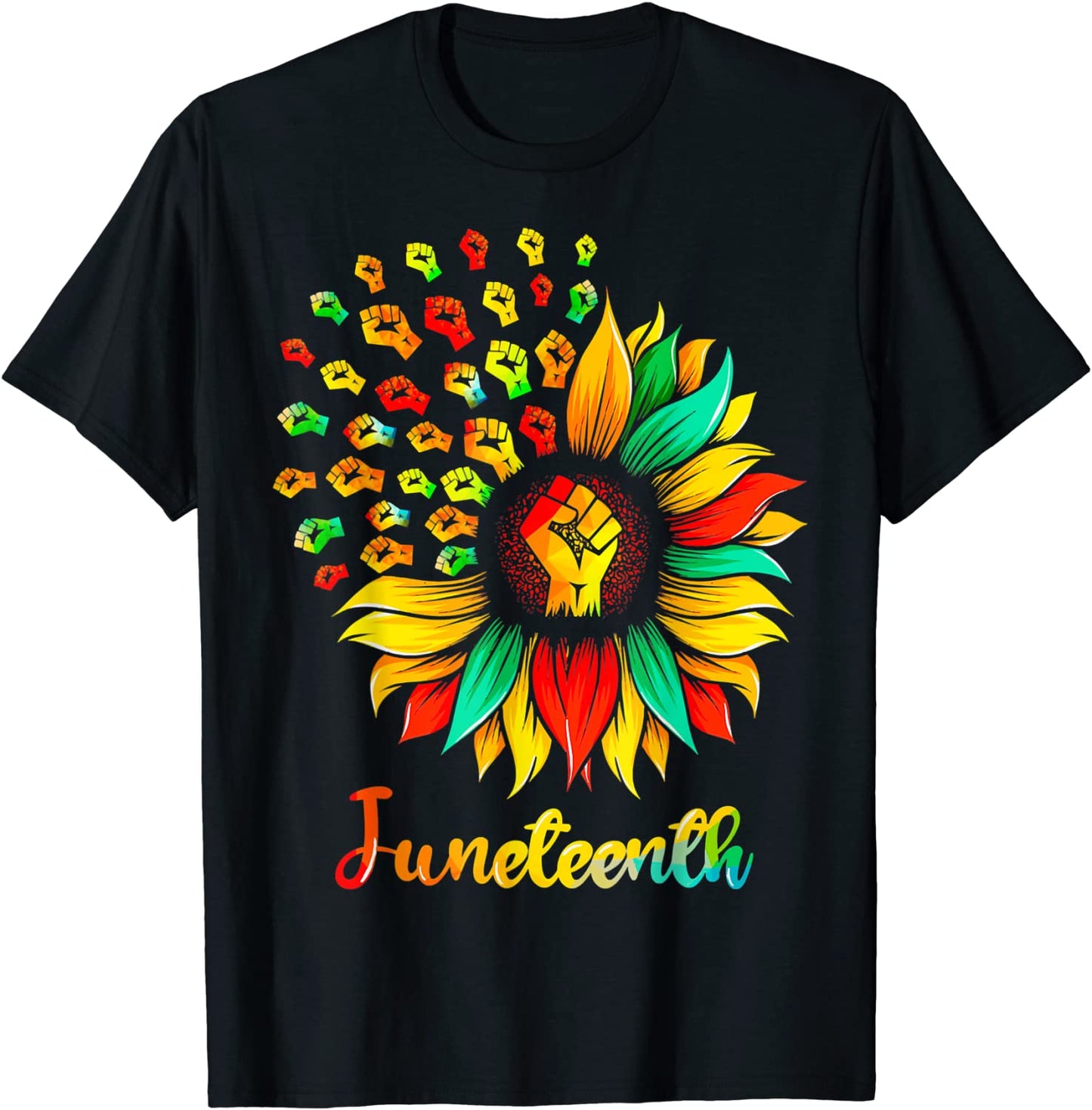 Sunflower Fist Juneteenth Black History African American T-Shirt