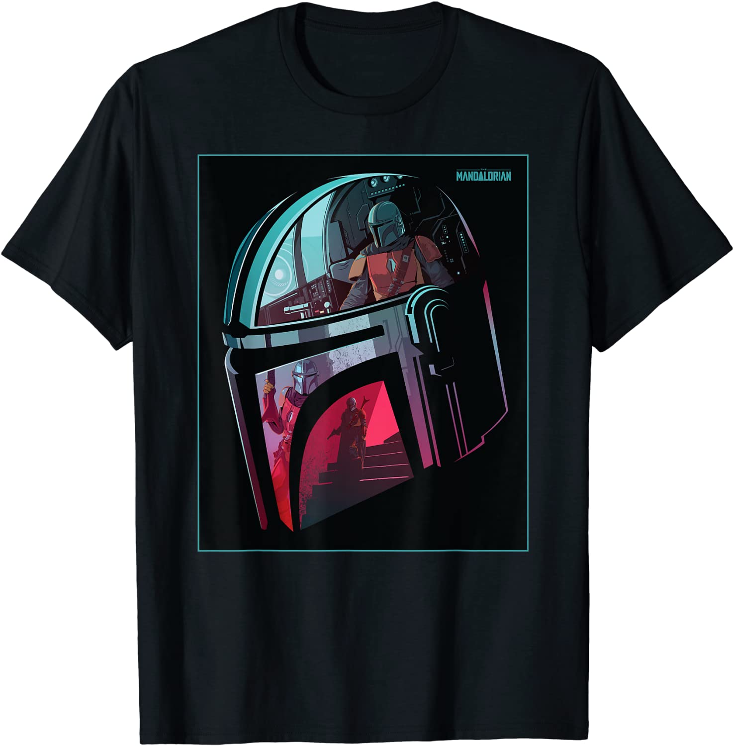 Star Wars The Mandalorian Neon Helmet T-Shirt