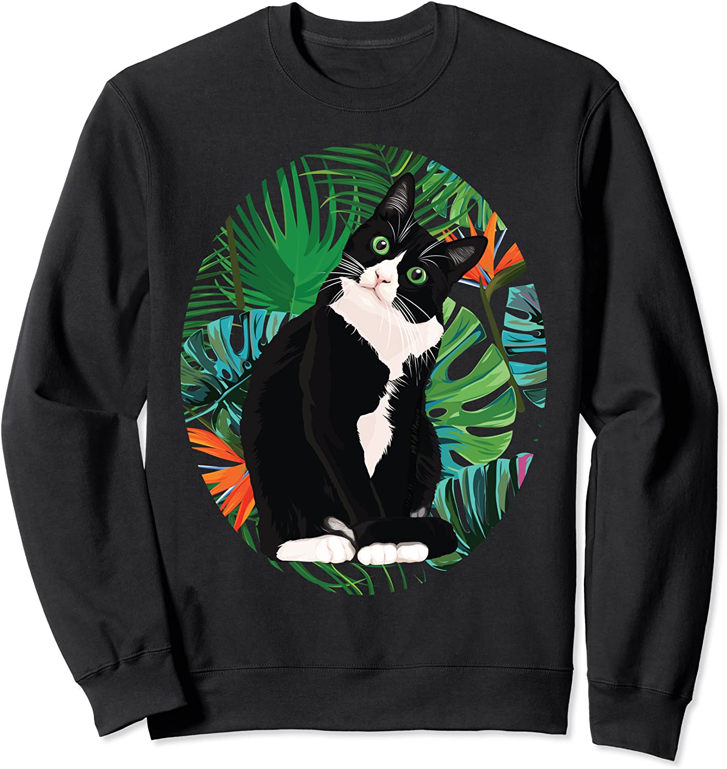 Hawaiian TShirt Tuxedo Cat Tropical Gift Animal Lovers Sweatshirt