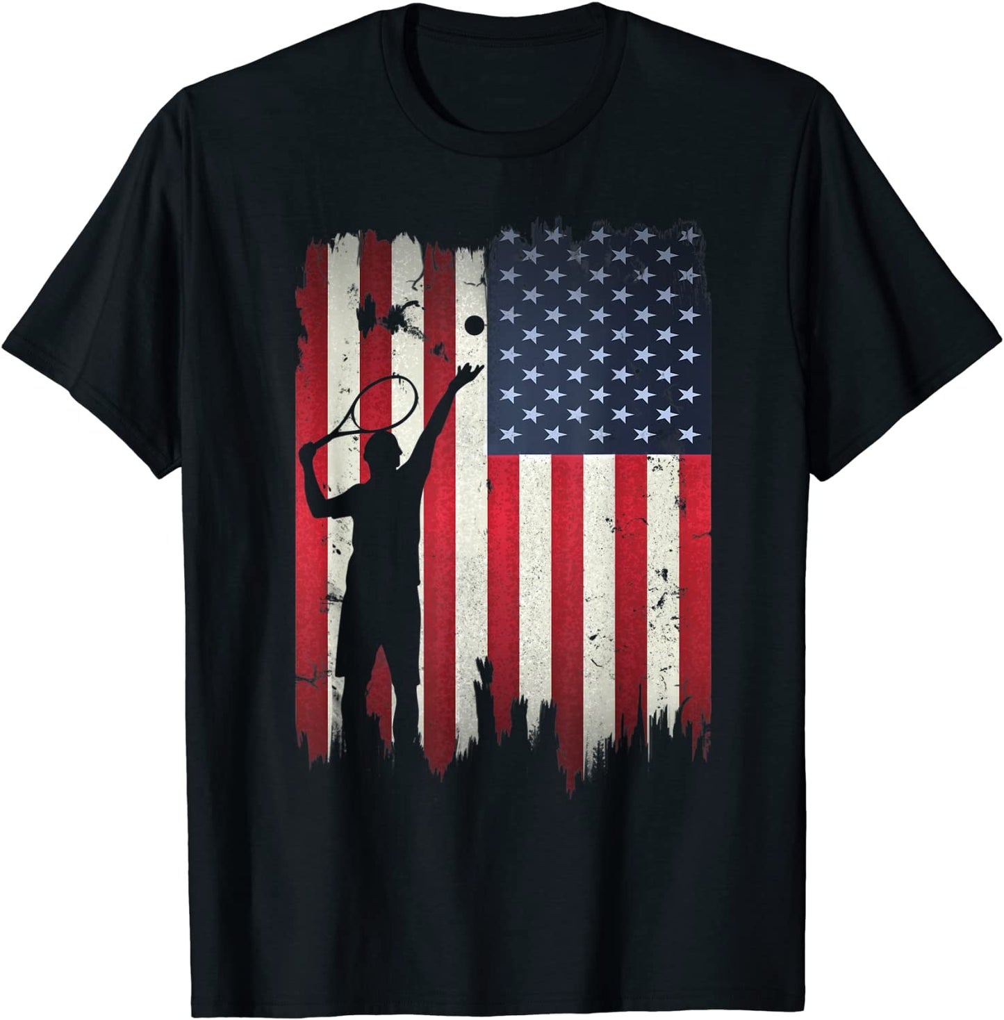 Tennis USA American Flag 4th of July Patriotic Sports T-Shirt