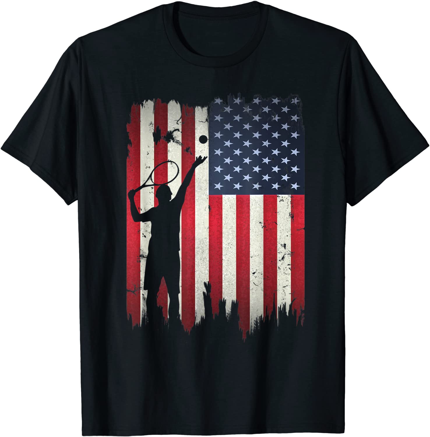 Tennis USA American Flag 4th of July Patriotic Sports T-Shirt