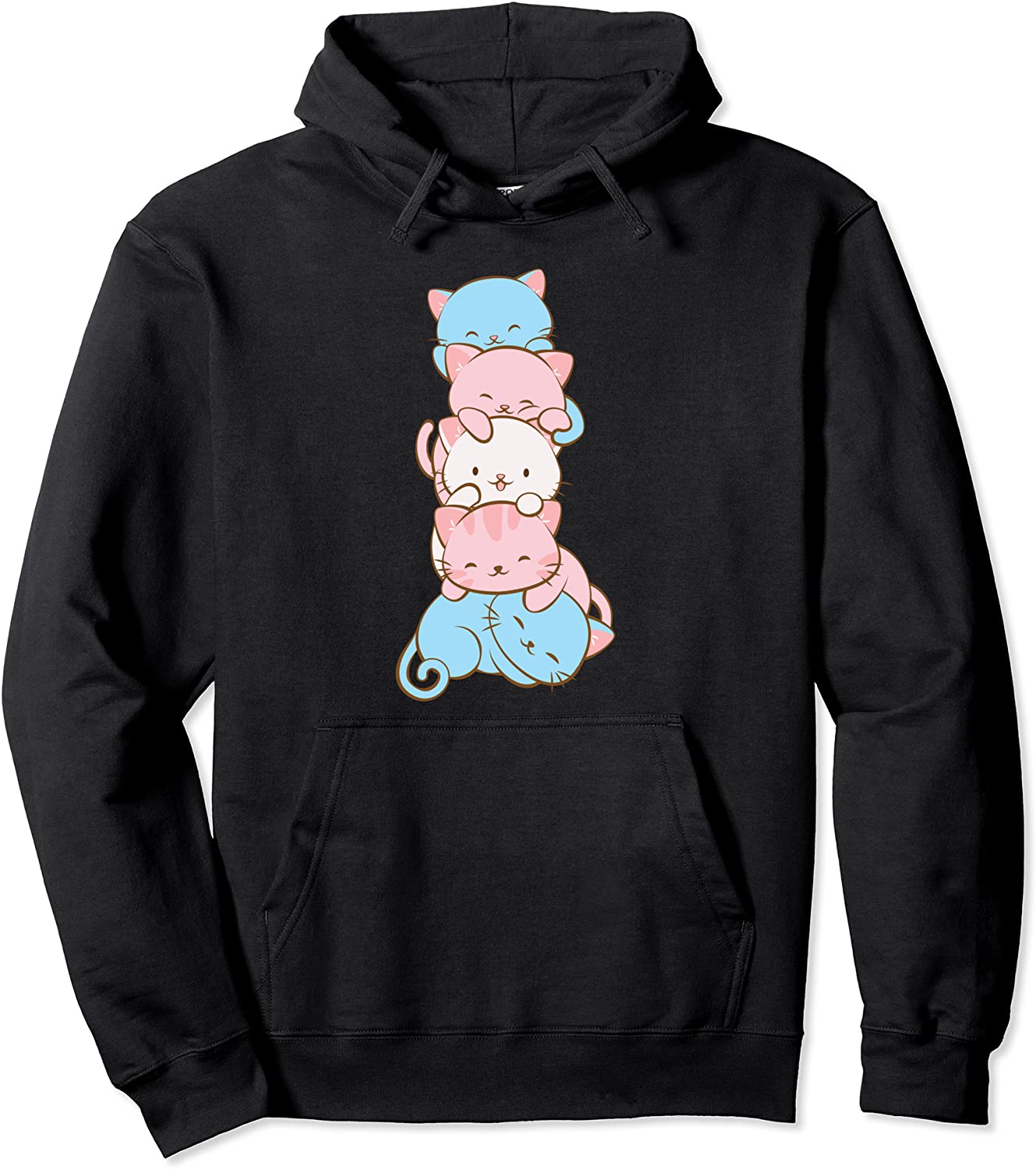 Trans Pride Flag Kawaii Cat Cute Transgender Pullover Hoodie
