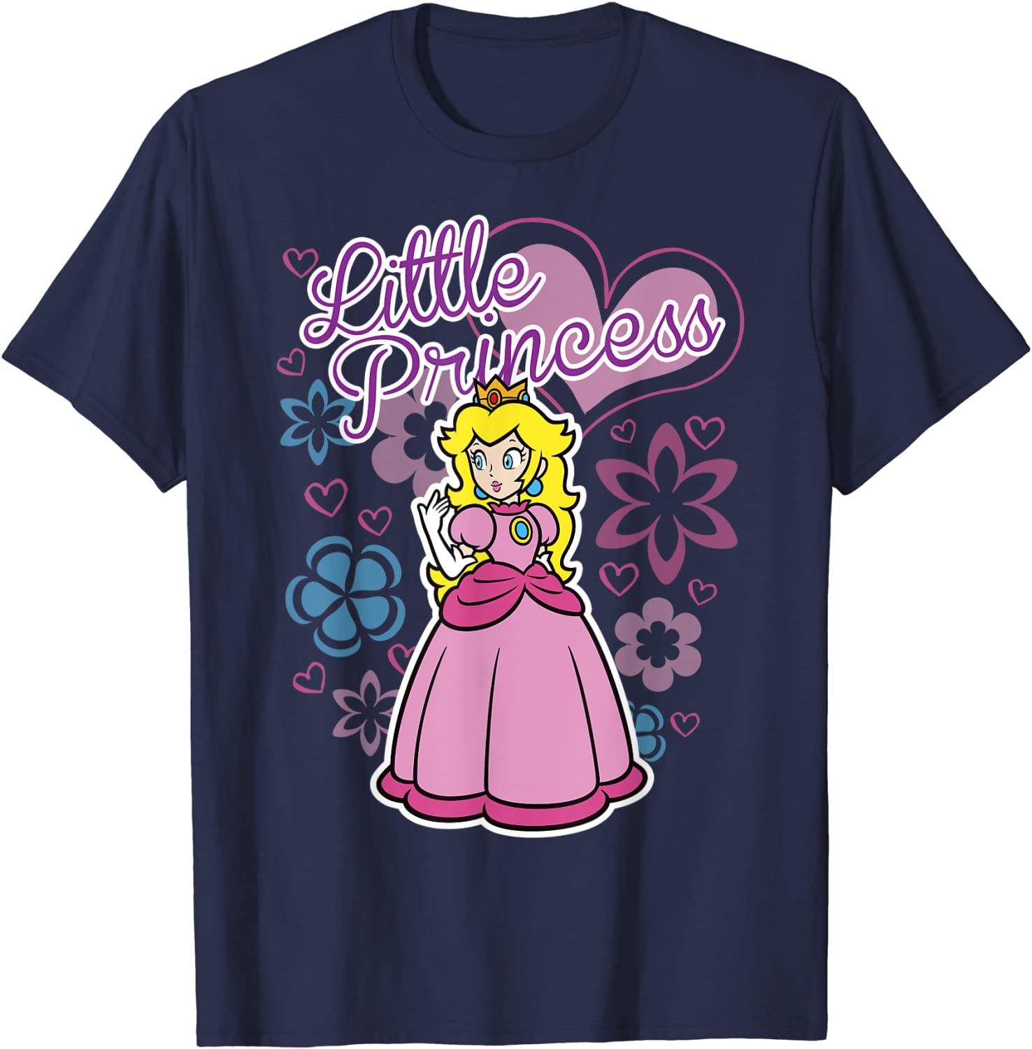 Super Mario Peach Little Princess Flowers And Hearts Poster T-Shirt