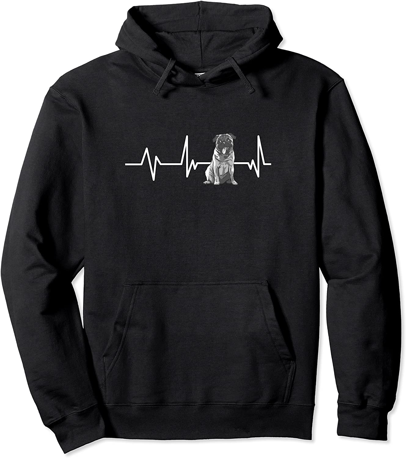 Pug Heartbeat Gift Pug Pullover Hoodie