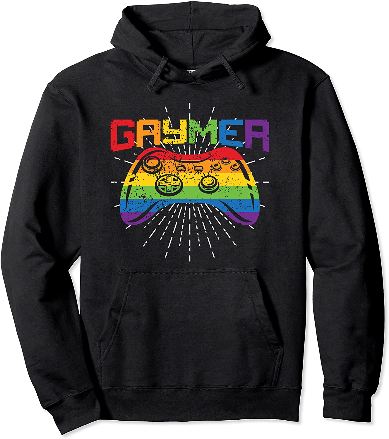 Gaymer Pride Gay LGBT Rainbow Flag Lesbian Vintage Gaming Pullover Hoodie
