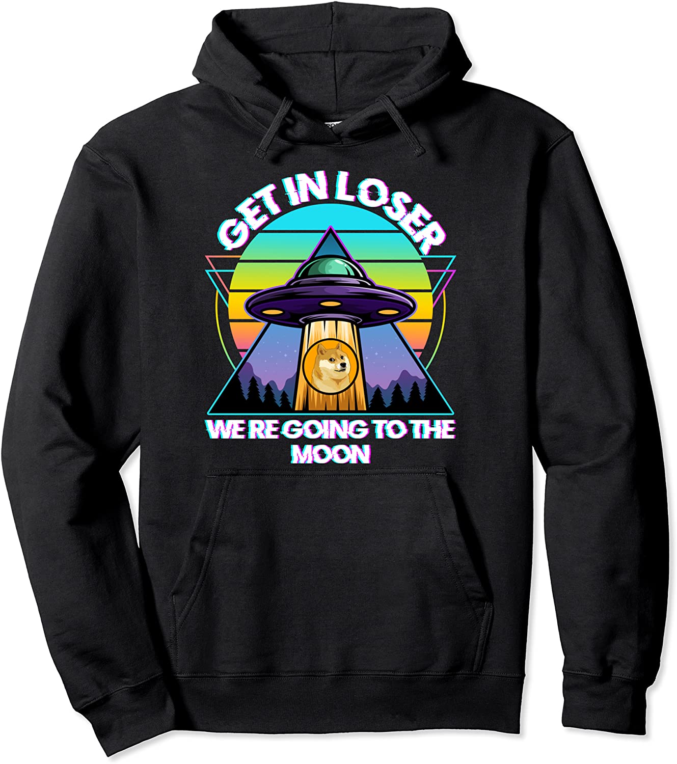 We Are Going to the Moon Funny UFO Dogecoin Crypto Retro Pullover Hoodie
